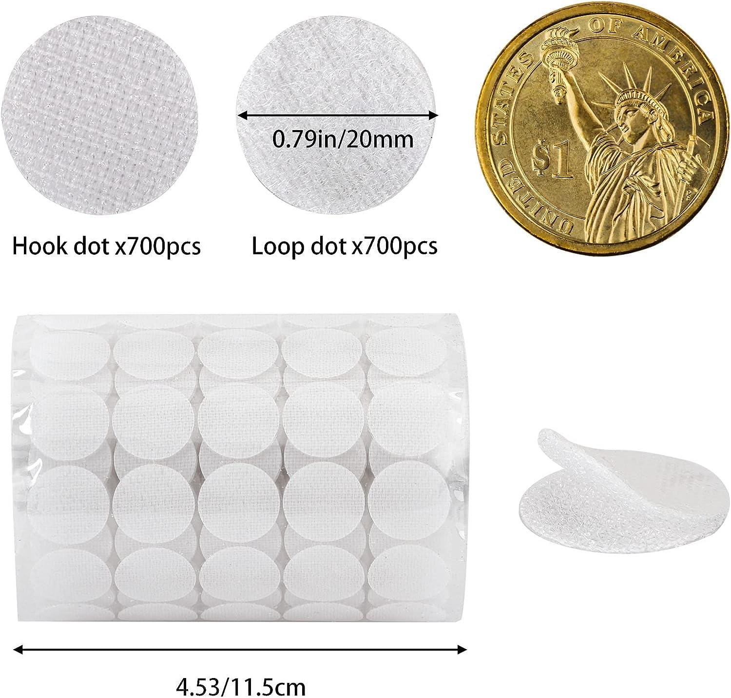 WXBOOM Self Adhesive Dots 1400pcs (700 Pairs) 0.79 Diameter White Hook &  Loop Dots Sticky Back Coins 20mm for School Classroom Office Home  1.0.79-1400