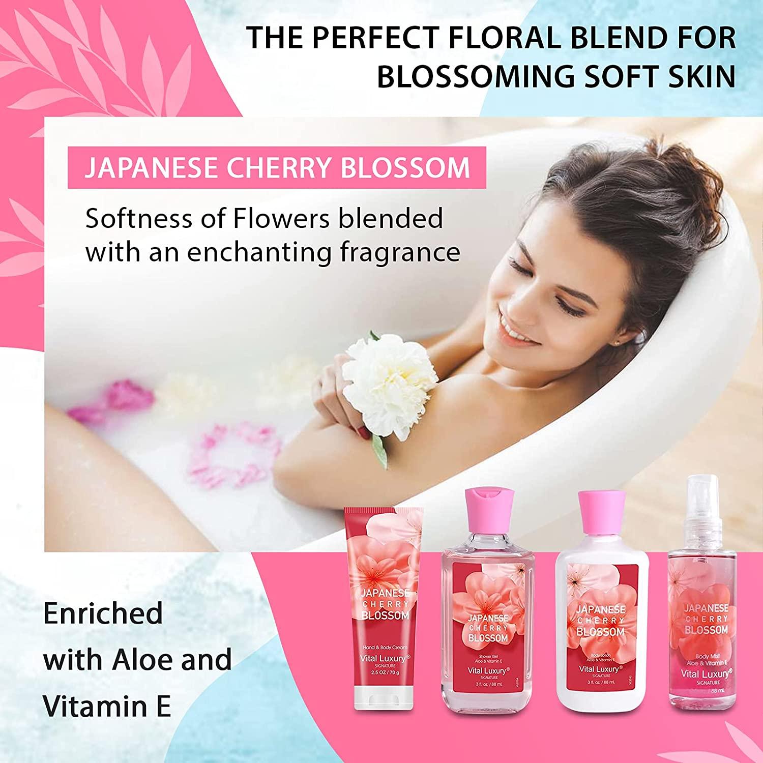 Japanese Cherry Blossom Luxury Bath & Body Kit - 3oz Gift Set for