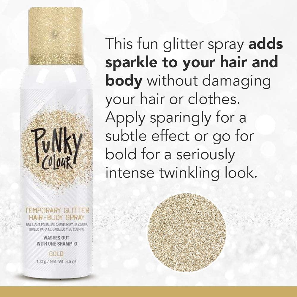 Punky Temporary Hair and Body Glitter Color Spray, Travel Spray