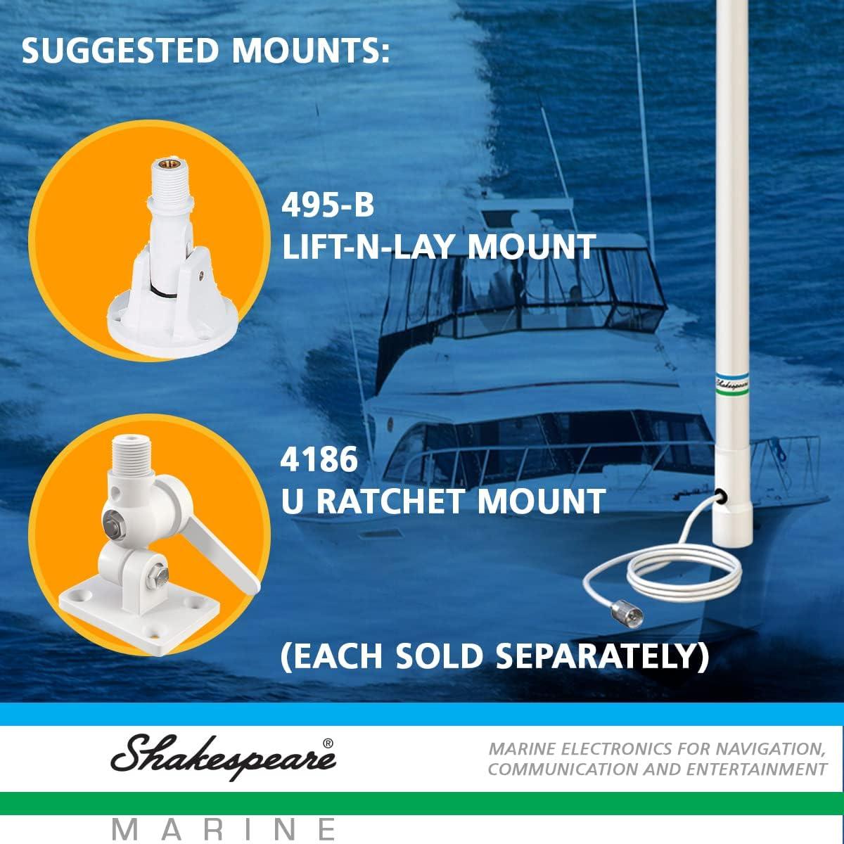 Shakespeare 5206N White 8' Marine Antenna Reliable Performance for