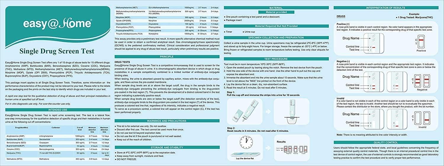  Easy@Home Marijuana (THC) Single Panel Drug Tests Kit -  Individually Wrapped - EDTH-114-20 Pack : Health & Household