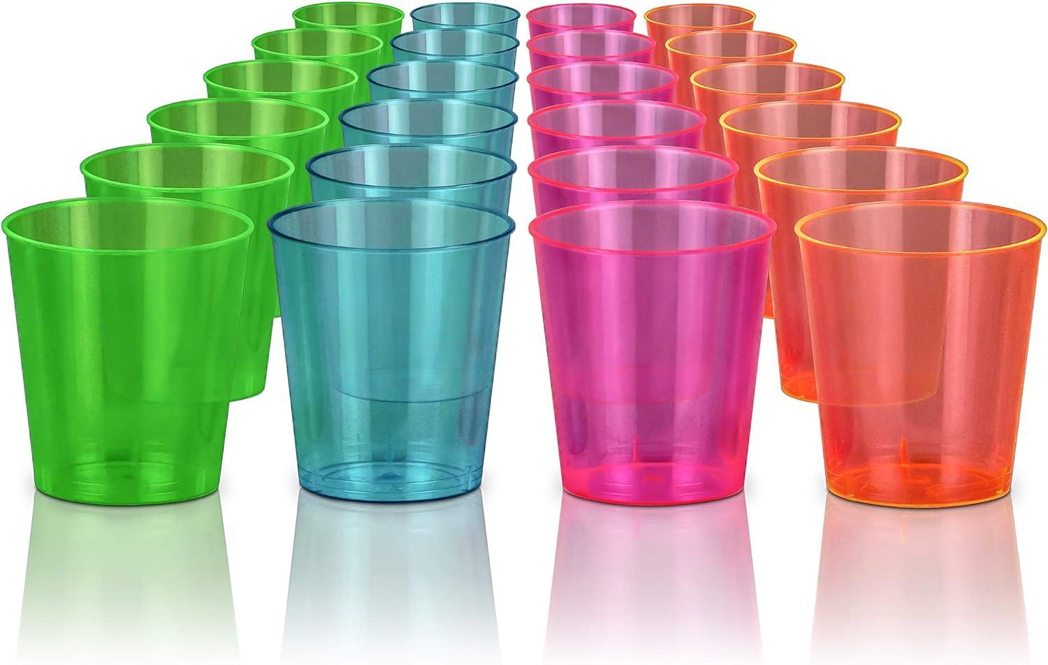 Party Dimensions Neon Colored Plastic 1oz Shot Cups 24ct