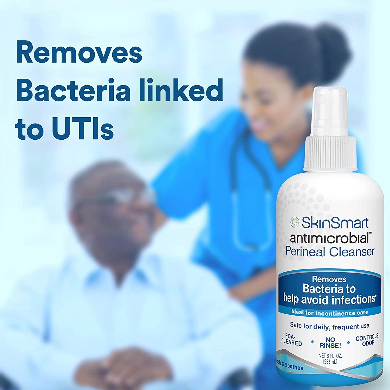 SkinSmart Antimicrobial Perineal Cleanser, Ideal for Incontinence Care and Postpartum, Removes