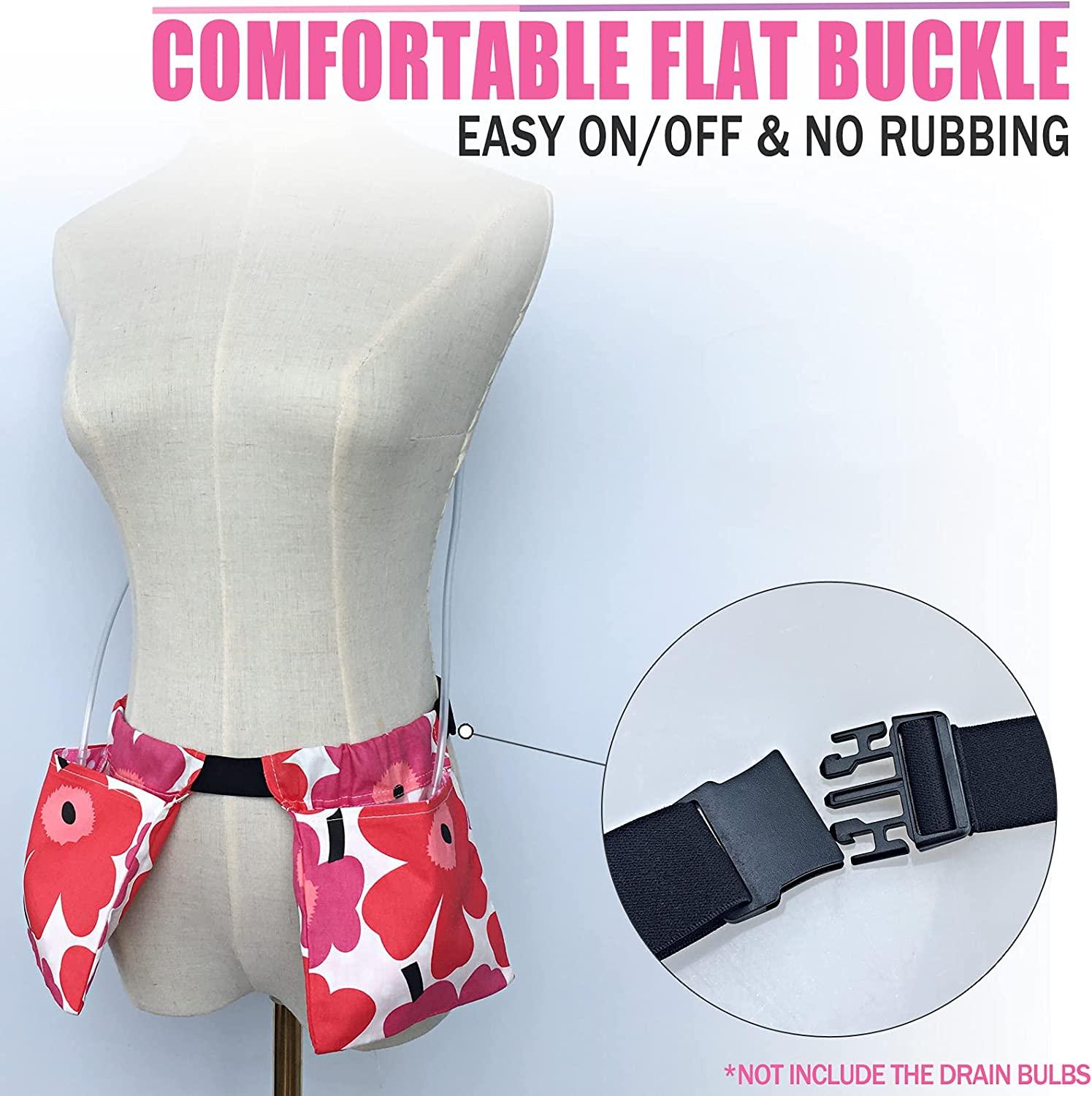 BNRendles Mastectomy Drainage Pouch Holder Vivid Flower Pattern Drain Pockets Stretchy Belts for