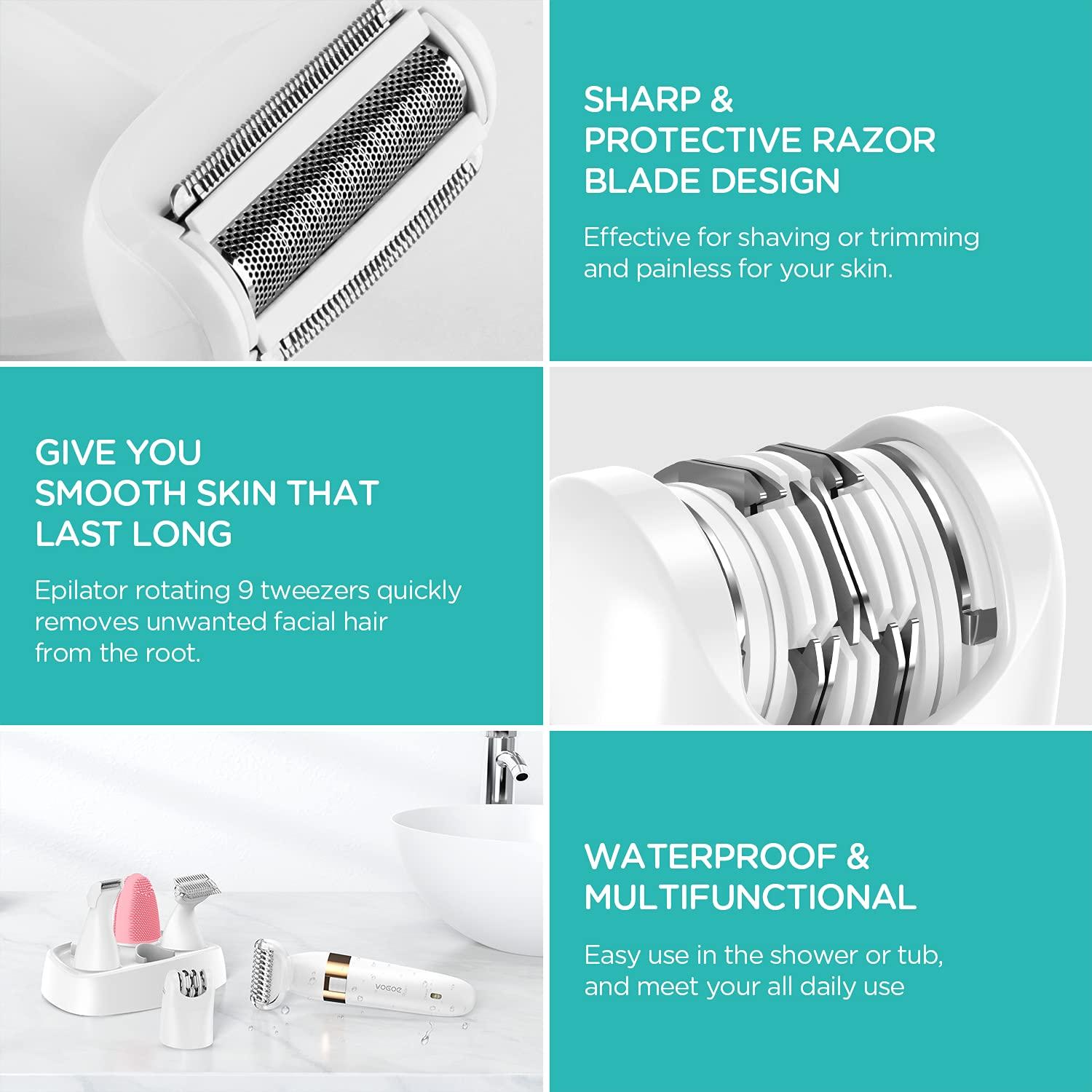 VOGOE Electric Razors for Women 5 in 1 Bikini Trimmer Rechargeable Lady