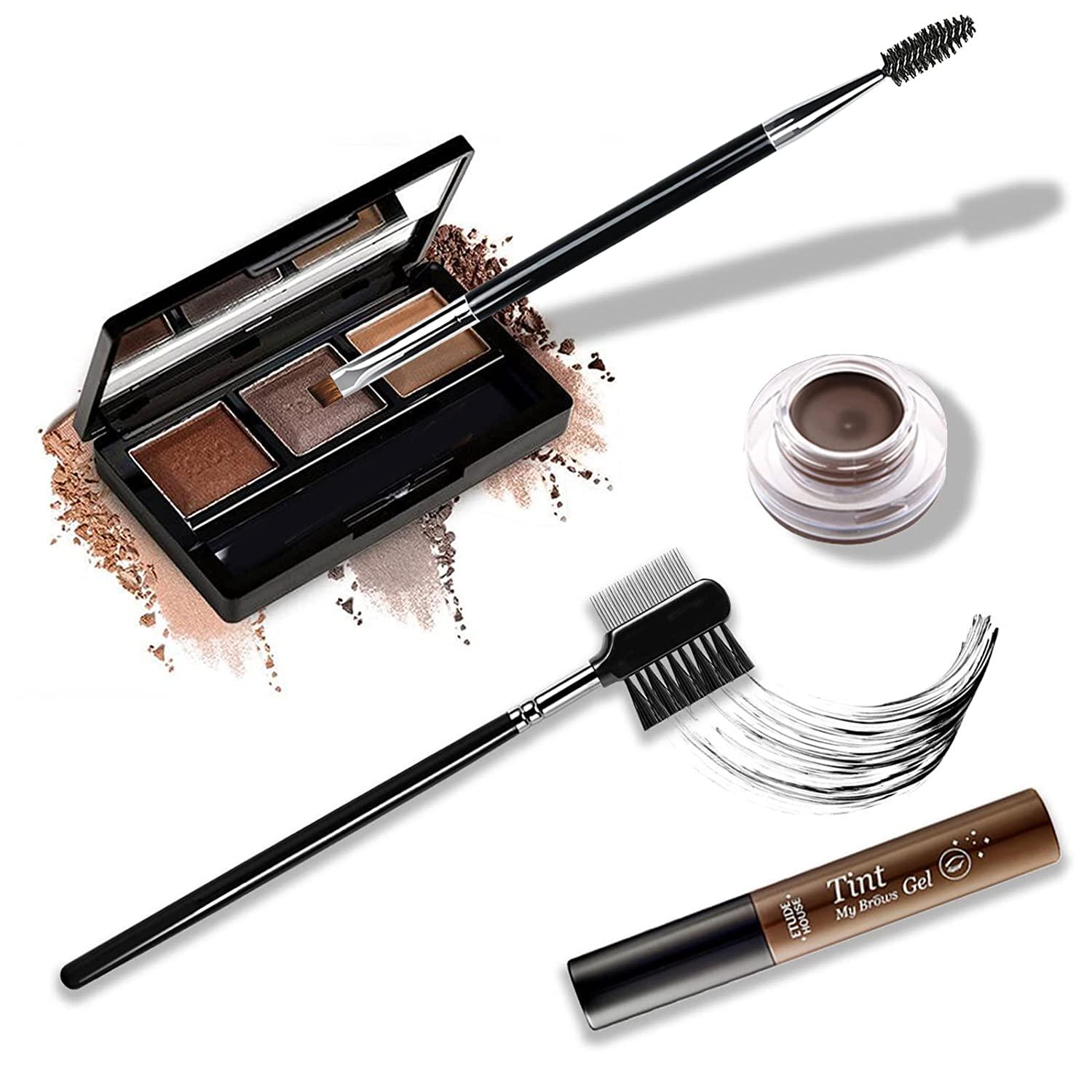 BLEGGEIT Pro Eyebrow Brush and Comb, Metal Eyelash Brush and Eyelash Comb Separator, Steel Brow