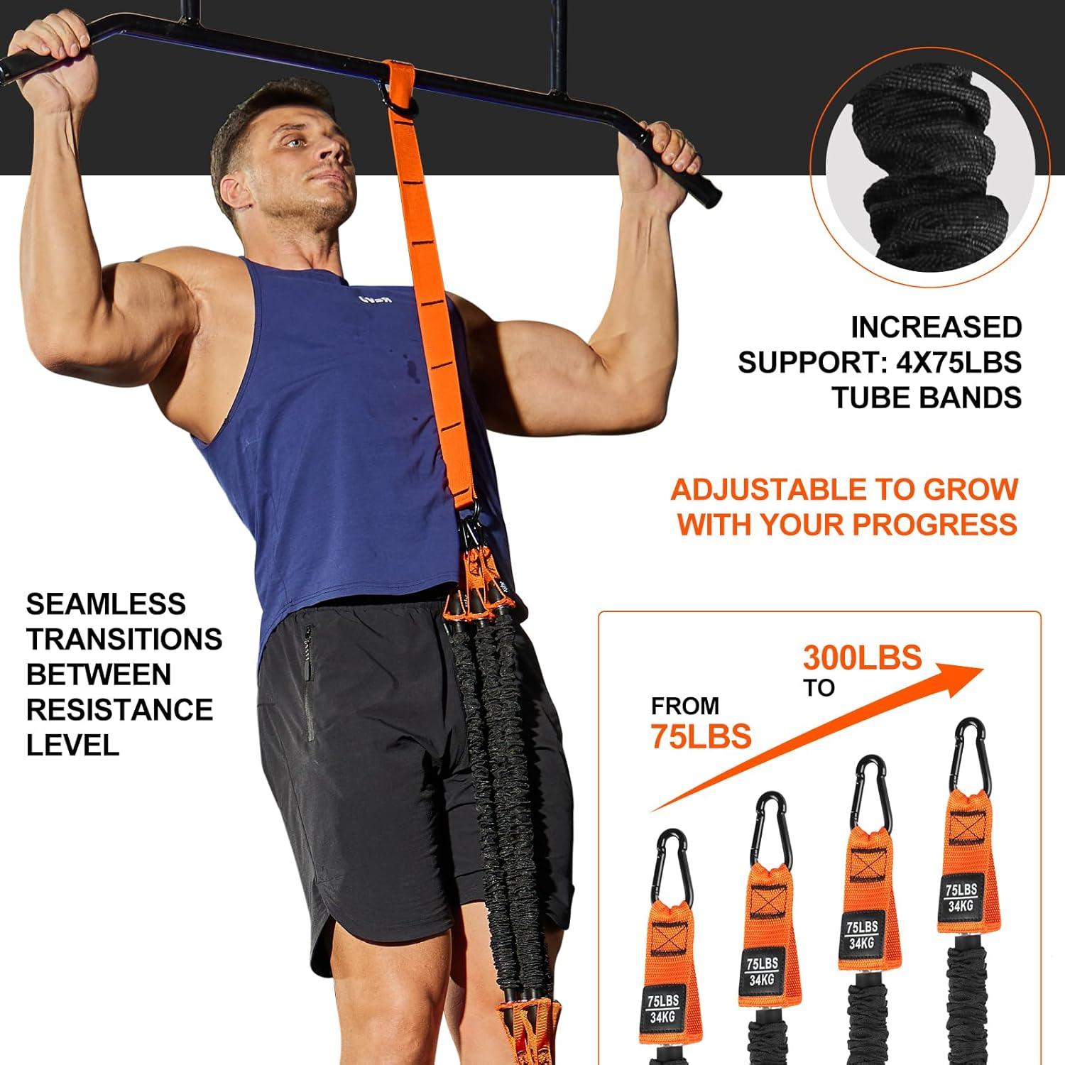 Fasce Elastiche Per Trazioni Con Resistenza Progressiva 3 Livelli | Set Da 8 Pezzi Per Assistenza Pull-up E Allenamento Forza