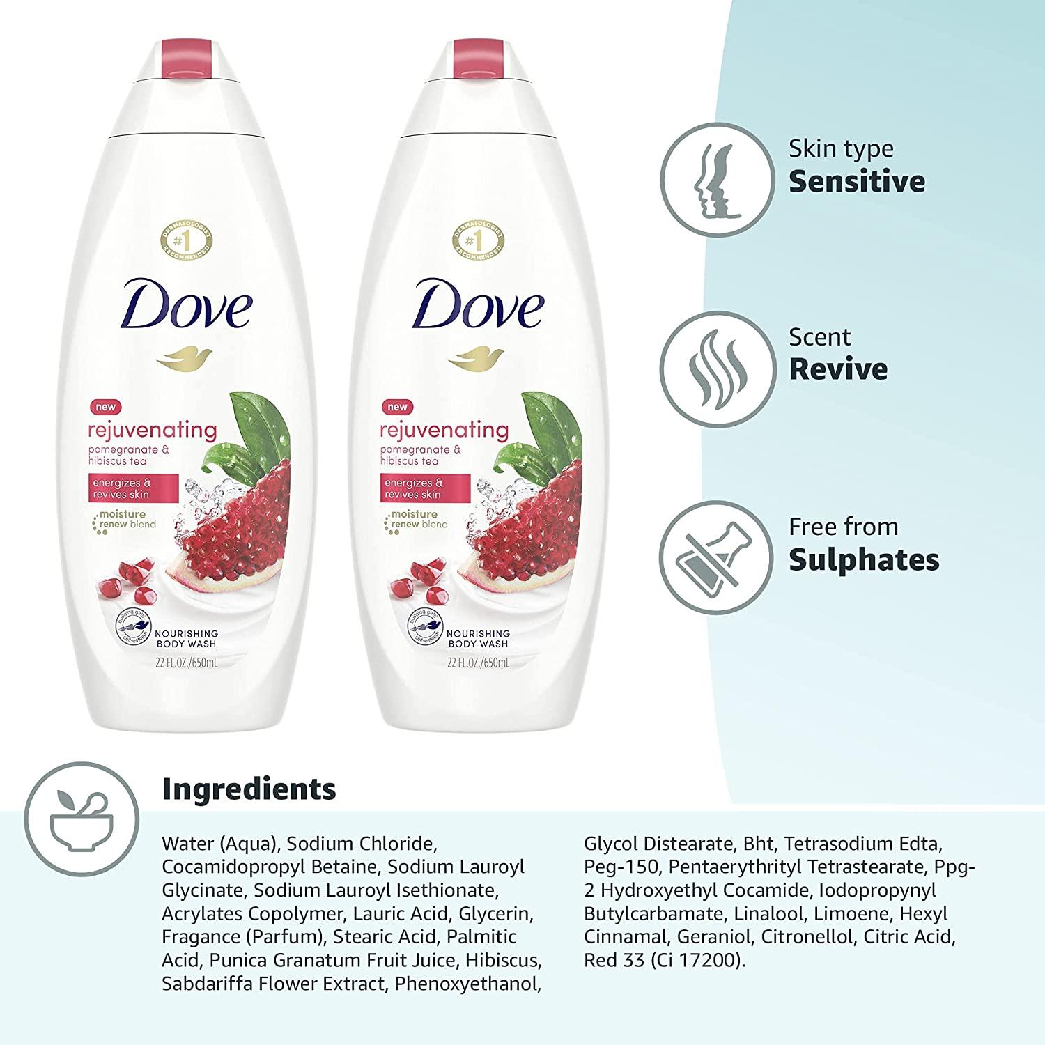 Dove Pomegranate and Hibiscus Tea Body Wash 22 Fl Oz (Pack of 2