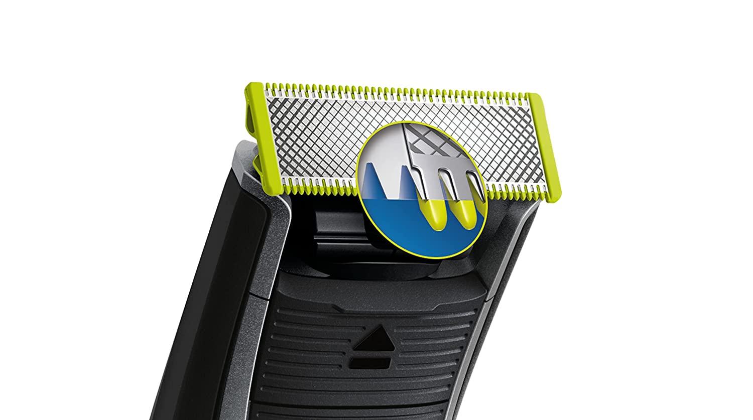 grip pair tall Philips Norelco Oneblade Pro Hybrid Electric Trimmer and Shaver, Black,  QP6510/70