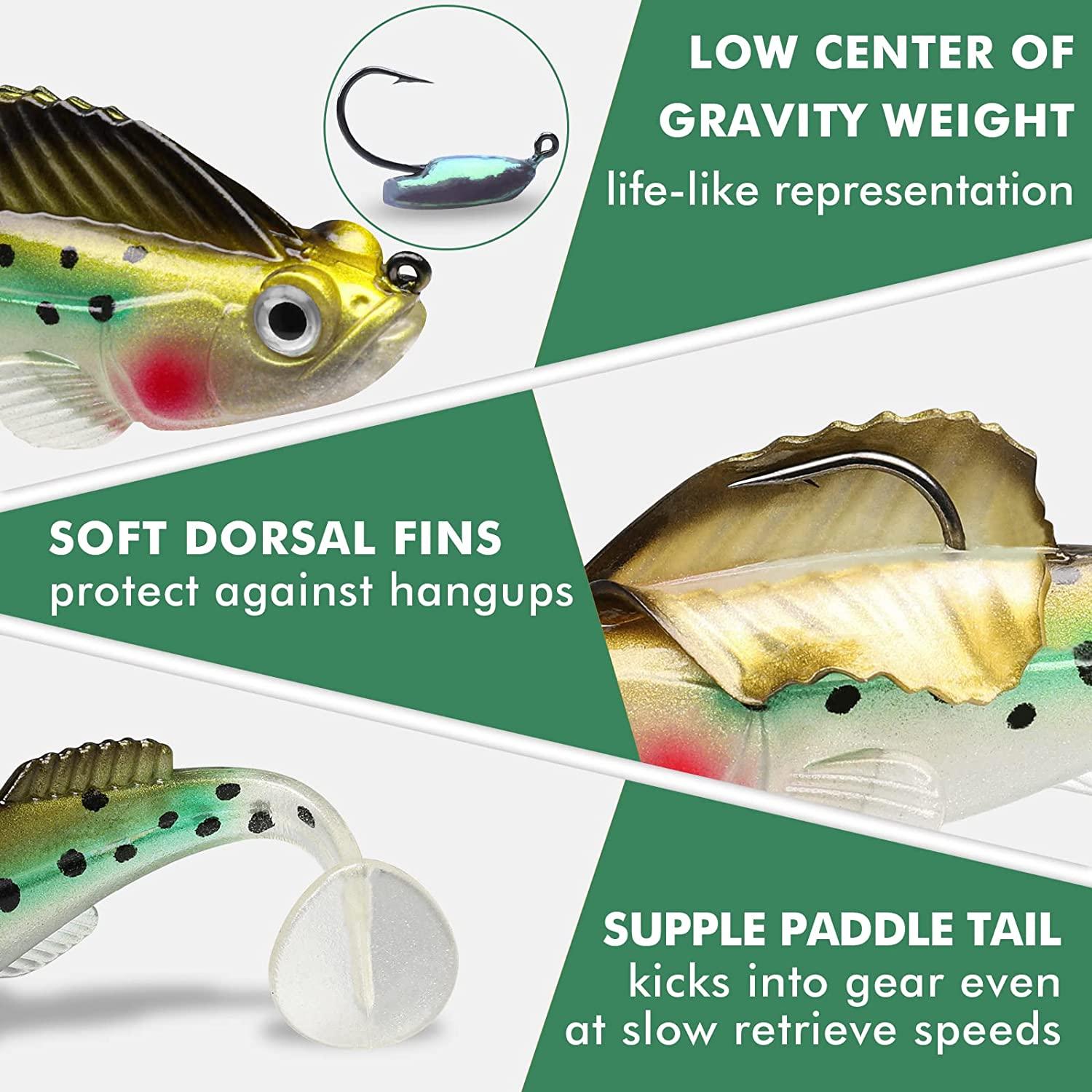 GOTOUR Fishing Lures Bass Lures for Freshwater Saltwater, Pre-Rigged Soft  Plastic Swimbait Paddle Tail Weedless Bass Lures, Fishing Gifts for Men,  Soft Plastic Lures -  Canada