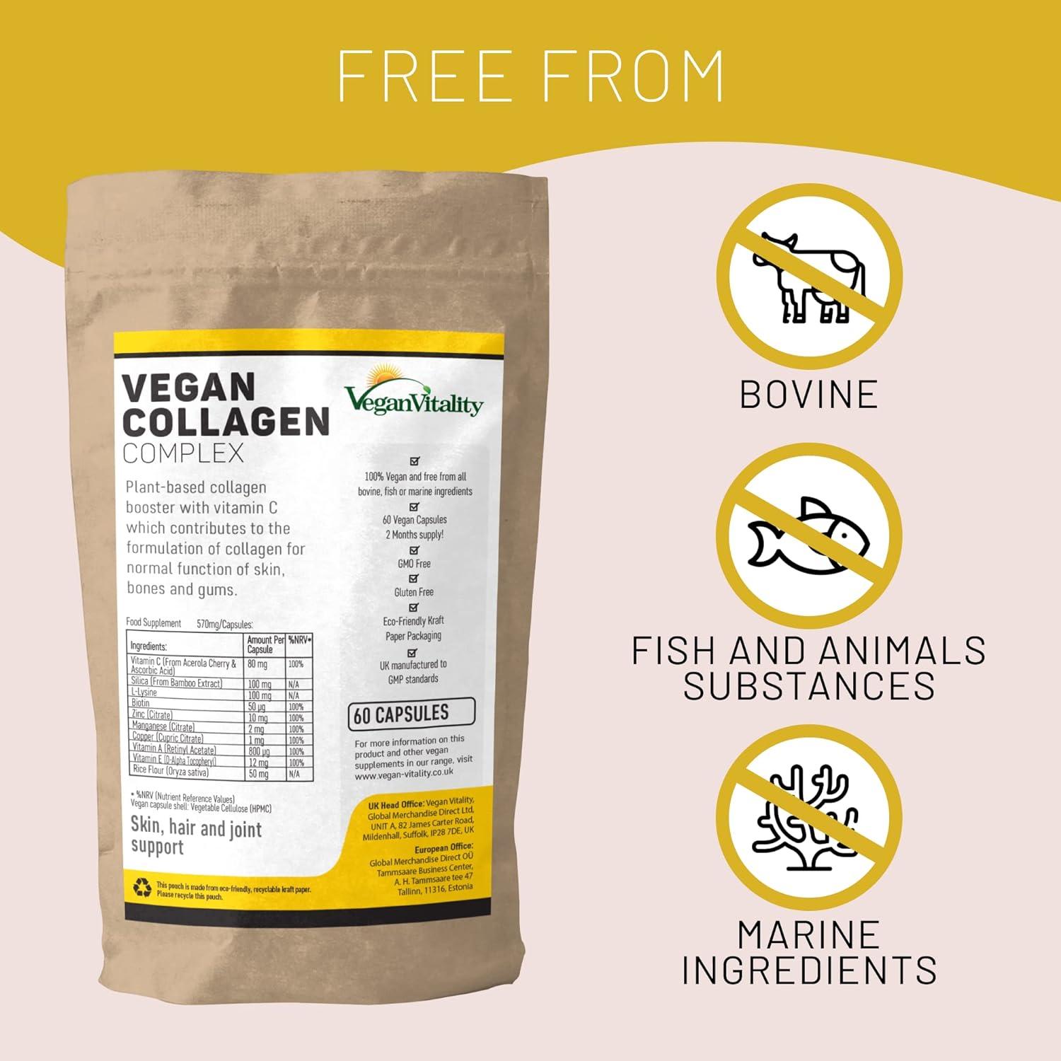 Vegan Collagen Supplement For Skin Hair Nails Joints & Bones with