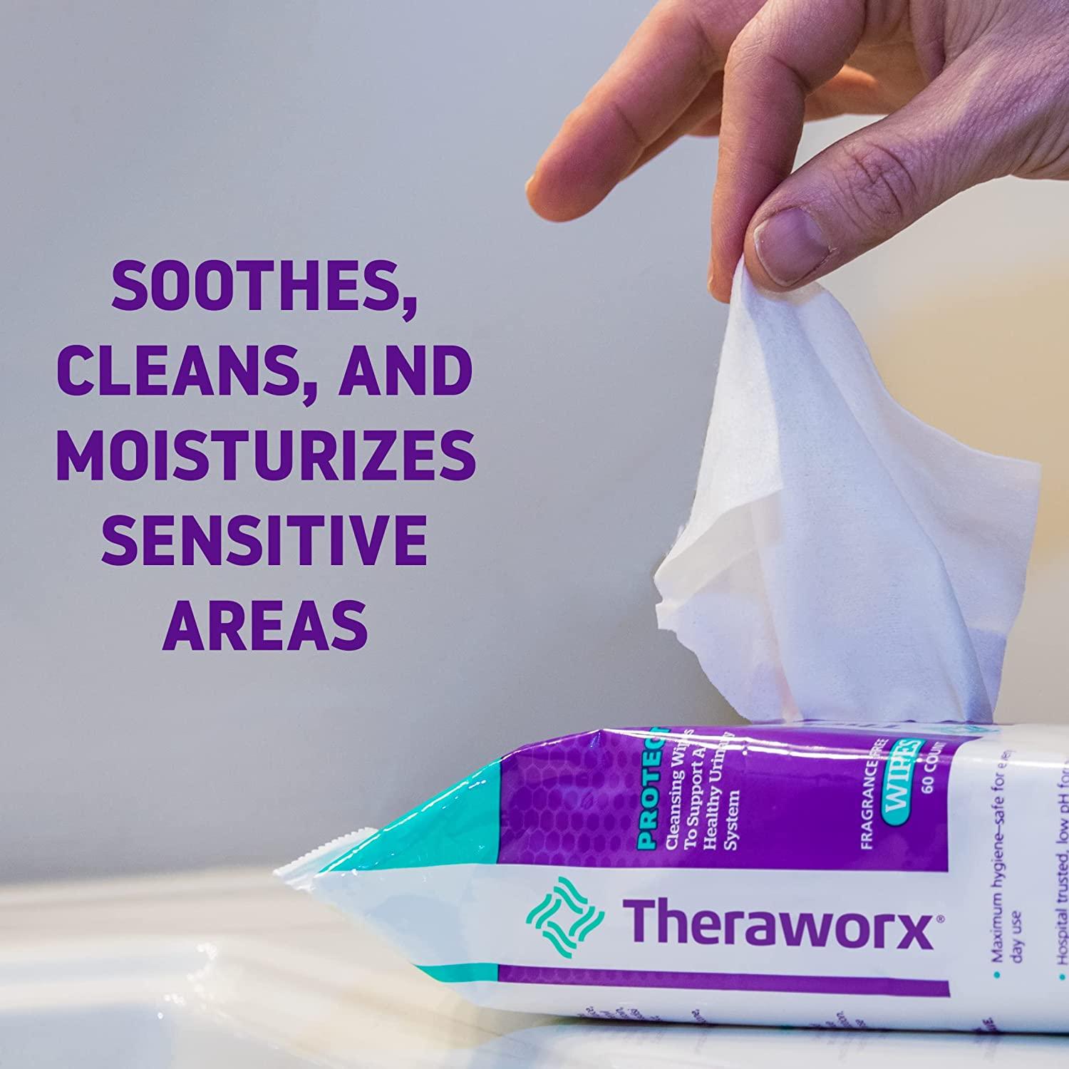 Theraworx Protect 60Count Wipes for Daily Urinary Health and Hygiene Care