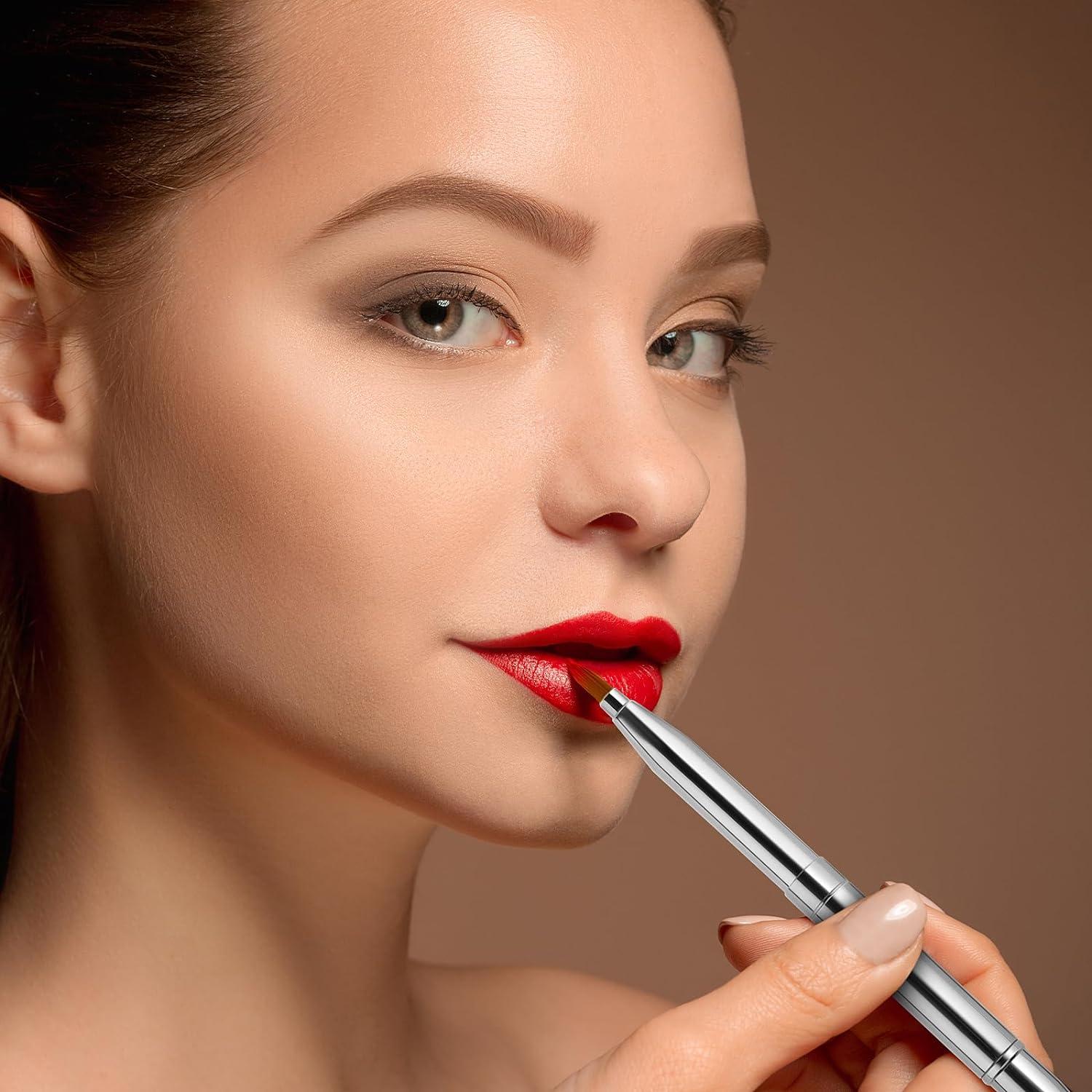 Retractable Lip Makeup Brush Portable Dual End Lipstick Brush Lipstick