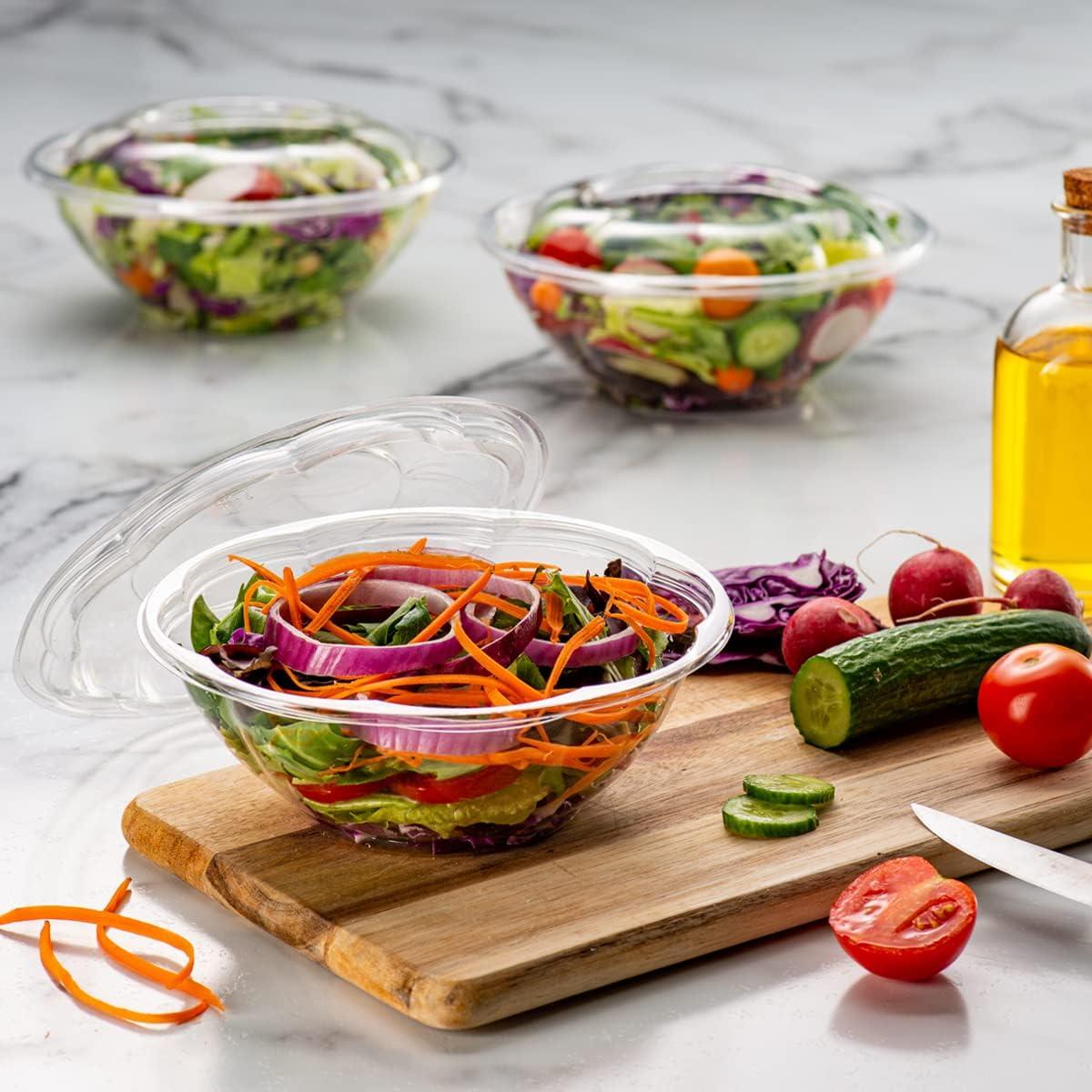 Comfy Package Bulk Case of 3/50 Sets 24 oz. Clear Plastic Salad Bowls