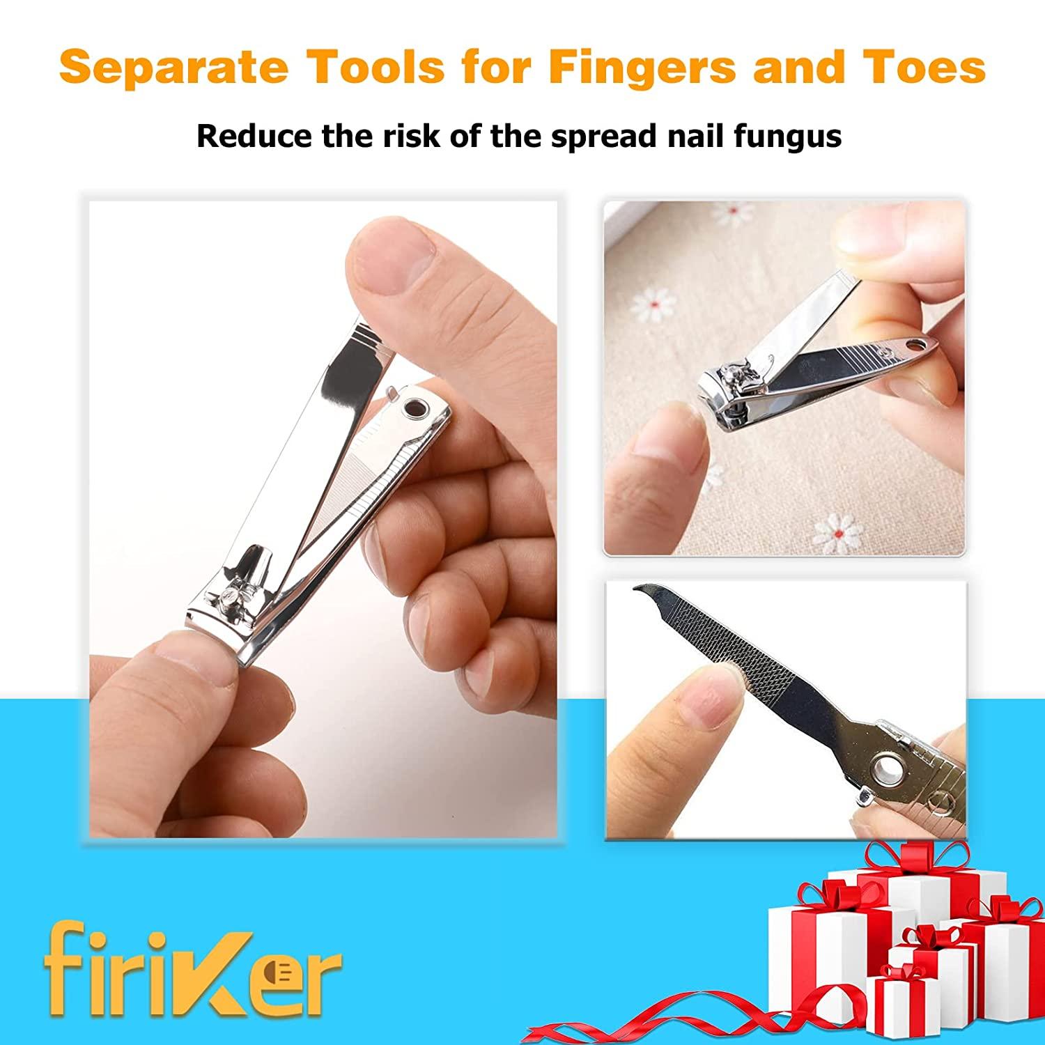 firiKer Nail Clipper Set,Premium Stainless Steel Fingernail and Toenail  Clipper Cutters, Fingernail Clipper Cutters Sets with Nail File  Sharp,Effortless Stainless Steel Nail Clippers for Men & Women Large and  Small