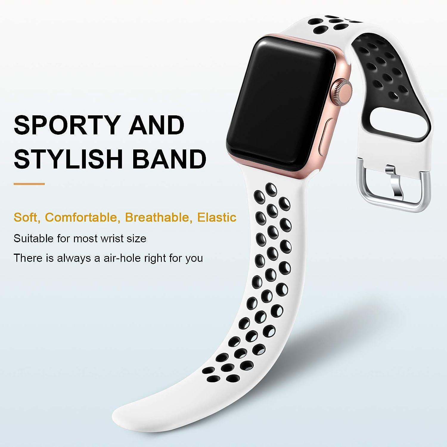 Silicone Strap For Apple Watch Band 44mm 40mm 42mm 38mm 44 mm watchband  Breathable bracelet Apple watch 6 Strap iWatch 7 5 4 se