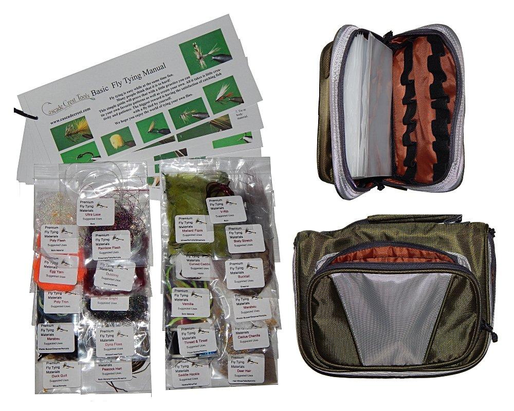 Cascade Trout Fly Tying Kit with Essential Materials Bag