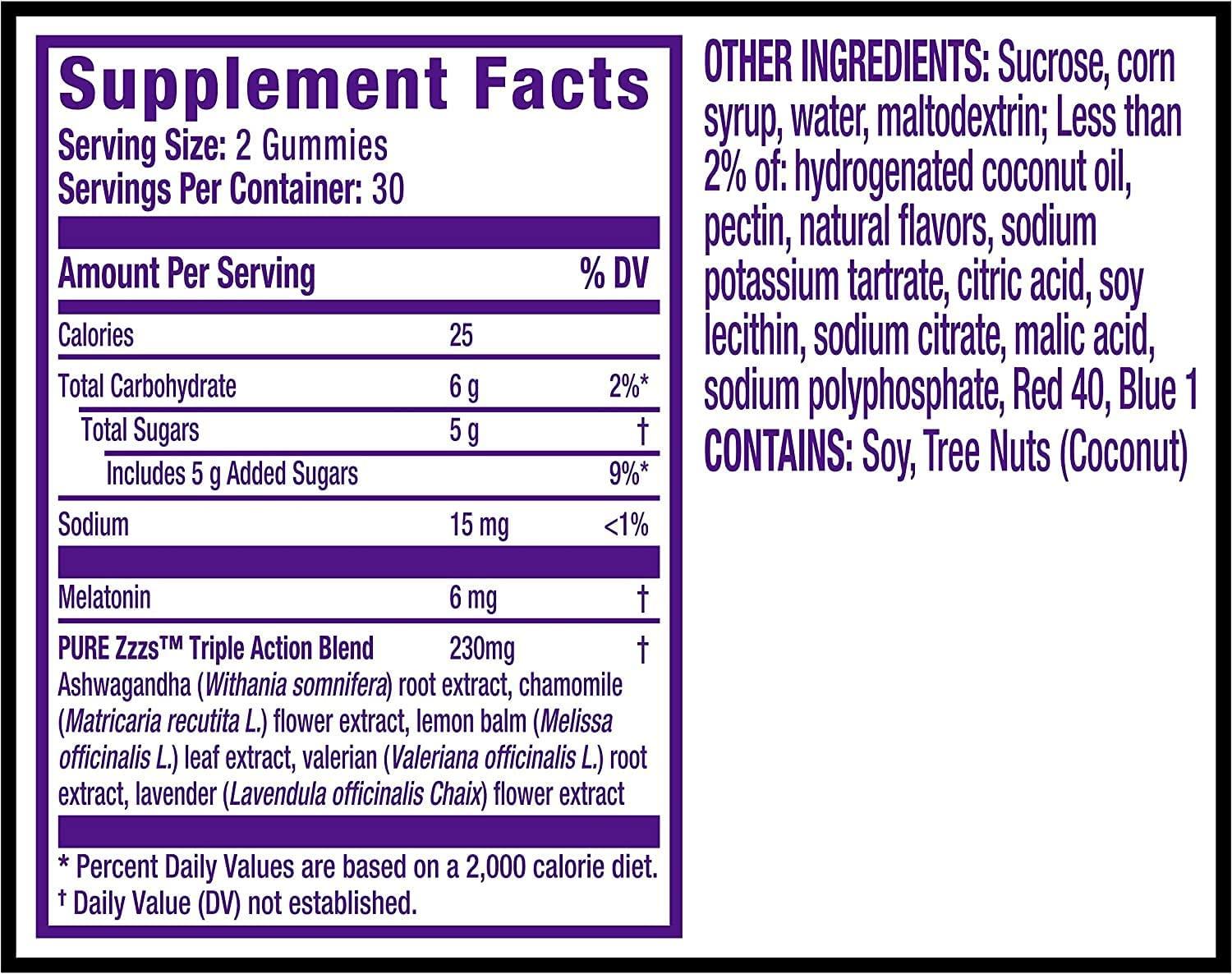 ZzzQuil PURE Zzzs Triple Action Melatonin Gummies 60 Count