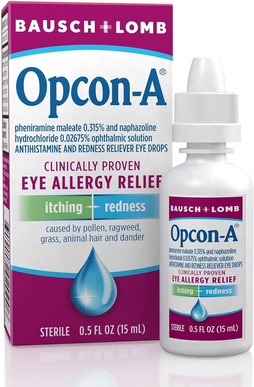 Bausch + Lomb OpconA Eye Drops Allergy Relief 0.5 oz Pack of 4