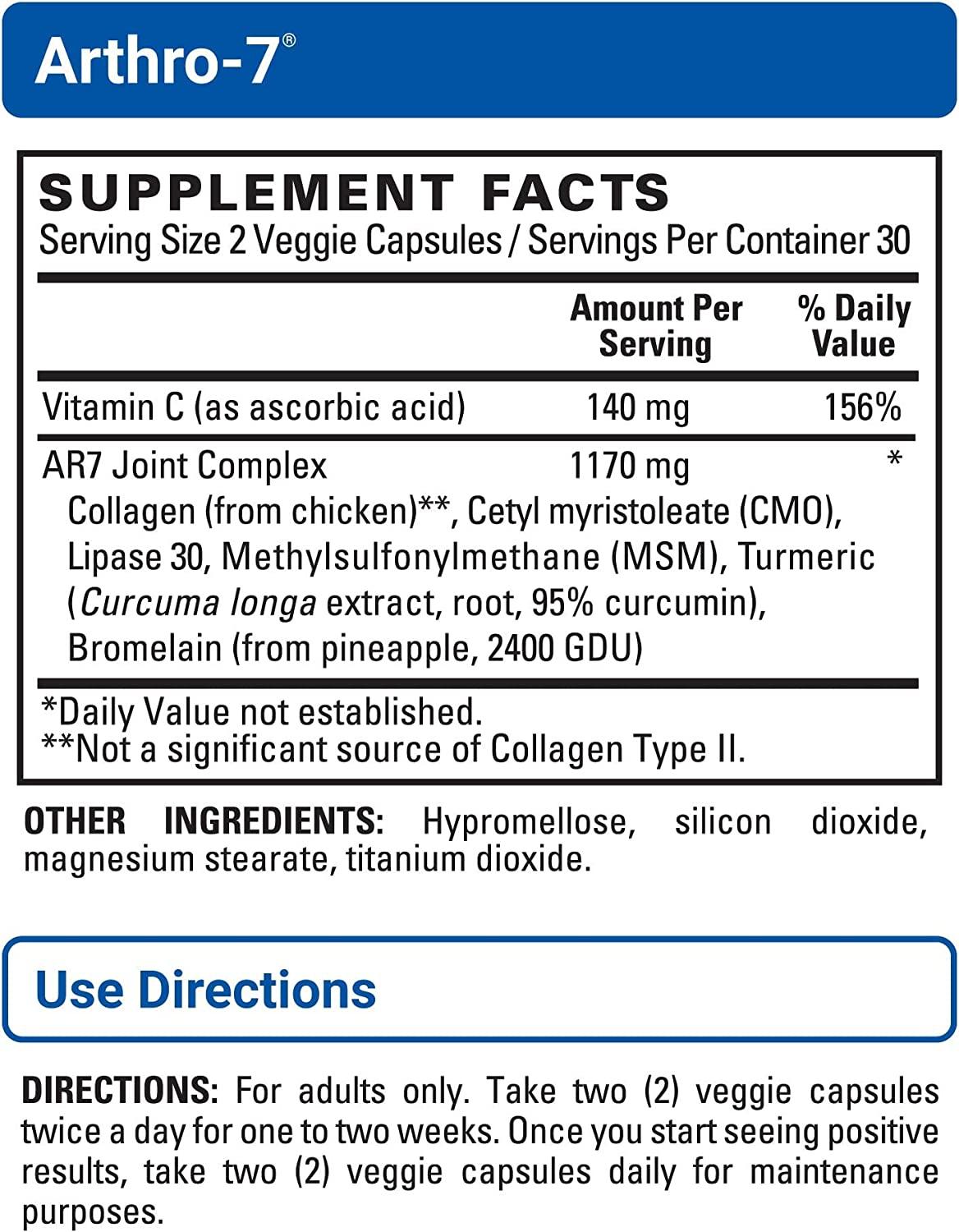 Arthro7 Joint Health Formula with Collagen & Turmeric 60 Capsules