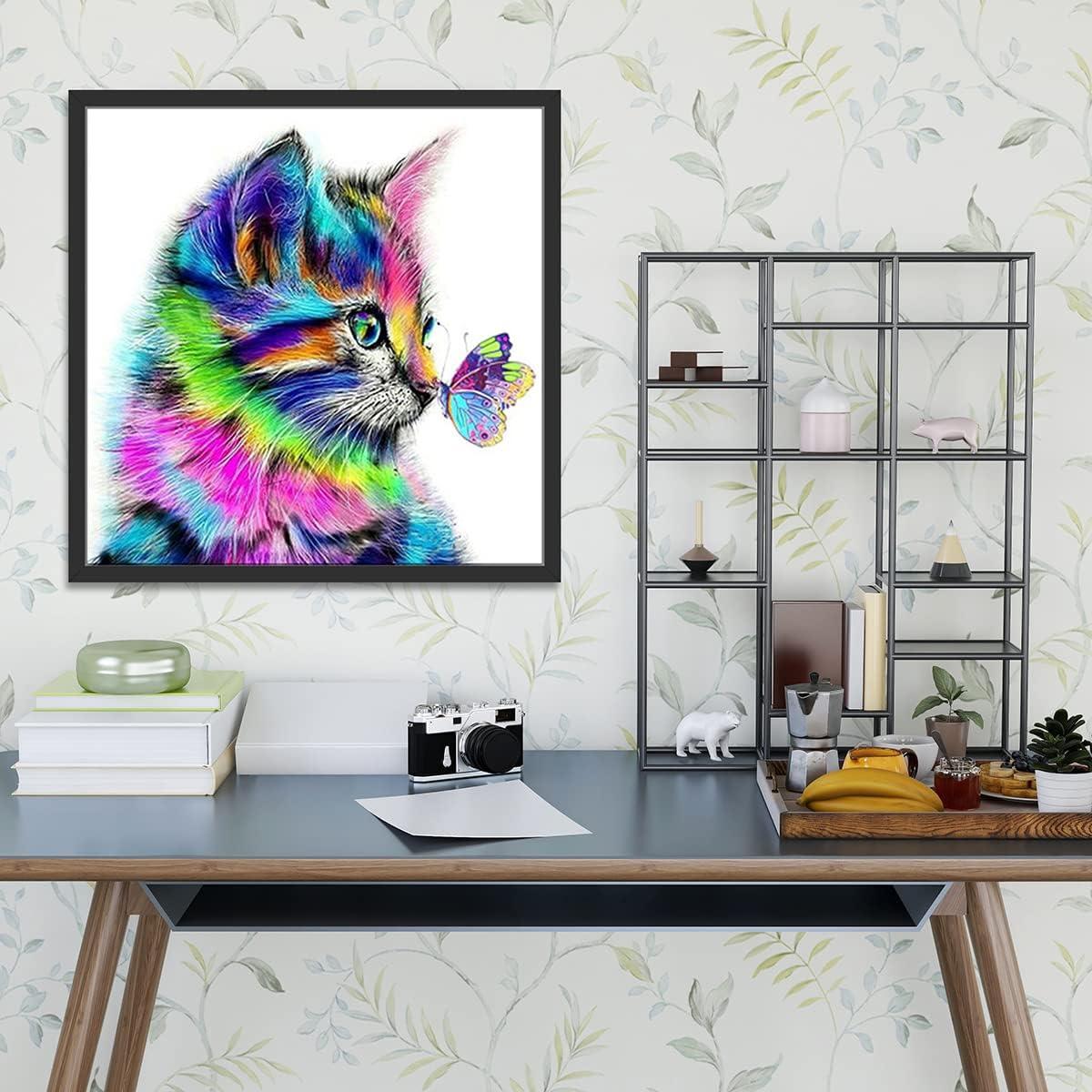 5D Diamond Painting Rainbow Cat Face Kit