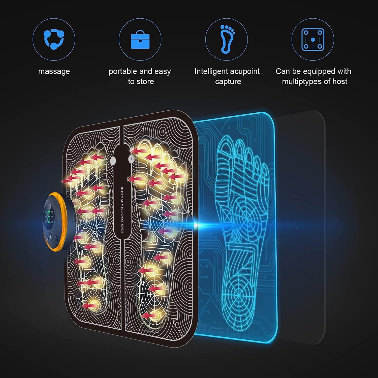 USB Rechargeable Foot Massager Foldable Machine with 8 Modes & 19