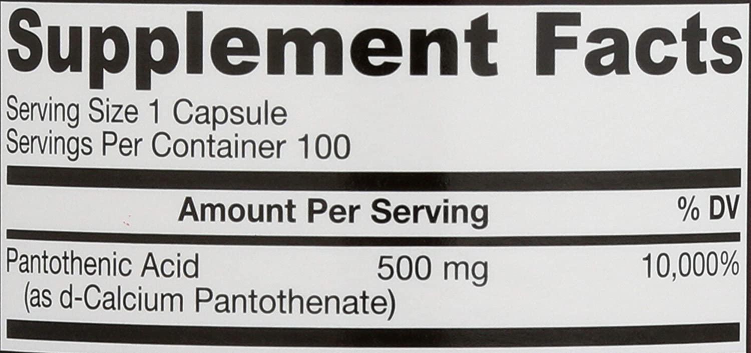 Jarrow Formulas Pantothenic Acid B5 500 mg 100 Veggie Caps