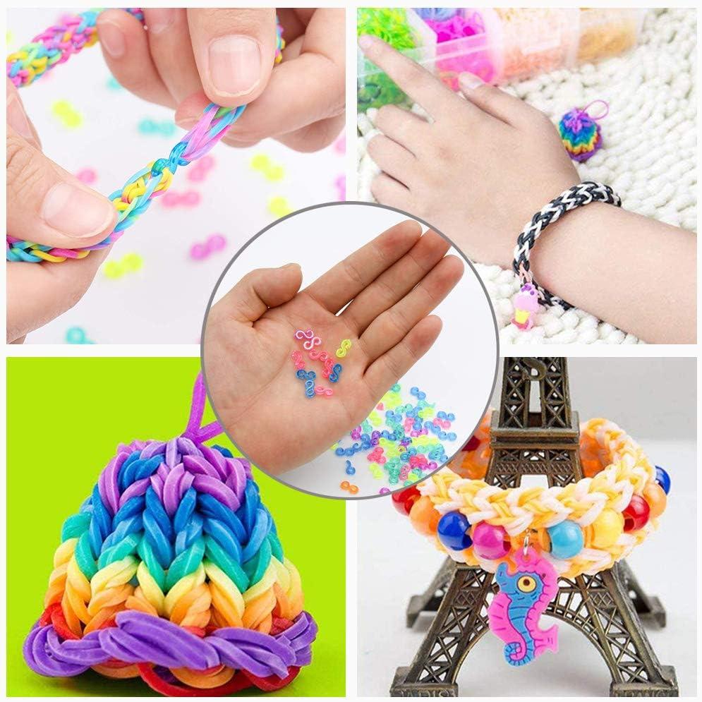 3200 Pieces S Clips Loom Bands Connectors,Rubber Connectors Refills,Plastic  Hooks for Rubber Band Bracelets & DIY Bracelet Making Refill Kit,Colorful  Multicolor