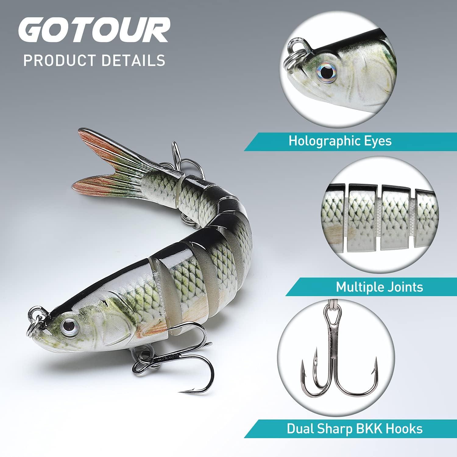 GOTOUR Full-Size Multi Jointed Swimbait Fishing Lure Kit - Bass, Walleye, Pike - Freshwater/Saltwater - Slow Sinking Segmented Design - 0.4oz | Buy Now with Express International Delivery | GoSupps.com GOTOUR Full-Size Multi Jointed Swimbait Fishing Lure Kit - Bass, Walleye, Pike - Freshwater/Saltwater - Slow Sinking Segmented Design - 0.4oz | Buy Now with Express International Delivery | GoSupps.com