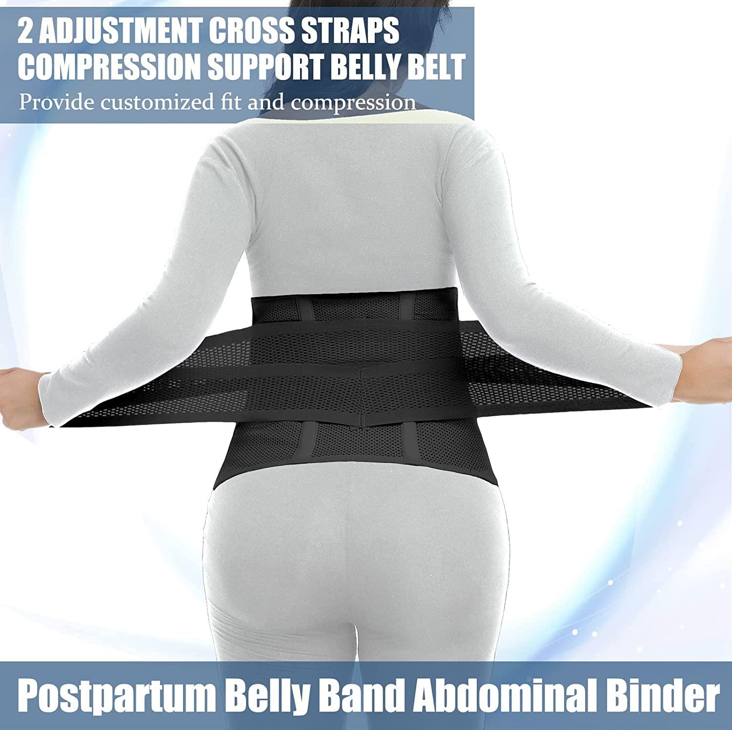 ChongErfei 2 in 1 Postpartum Belly Band - Recovery Belly/Pelvis Belt Black  Support Postpartum Belly Band,Black One Size