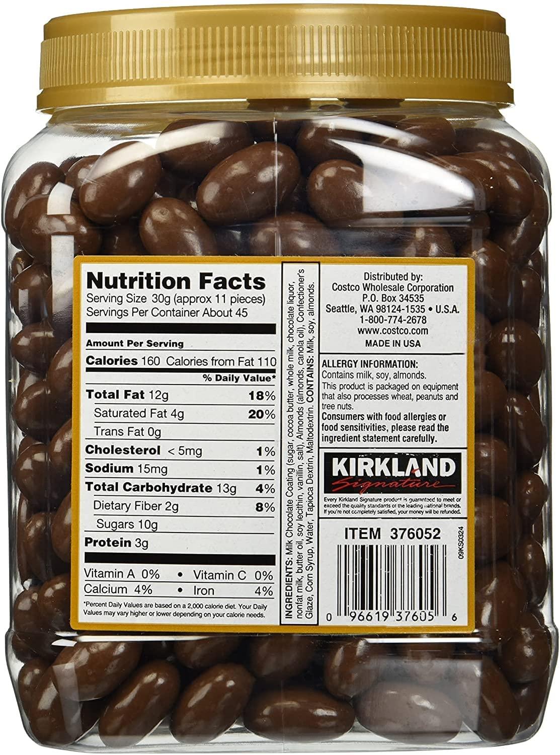 Kirkland Signature Milk Chocolate Roasted Almonds, 48 Ounce Chocolate 3 Pound (Pack of 1)