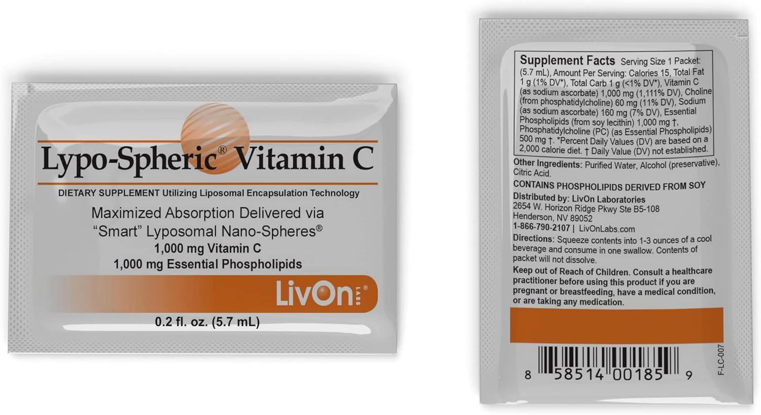 Lypo-Spheric Vitamin C 1000mg with Phospholipids | Liposome Encapsulated  for Better Absorption | Non-GMO | 30 Packets | Buy Now with Express  International Delivery | GoSupps.com