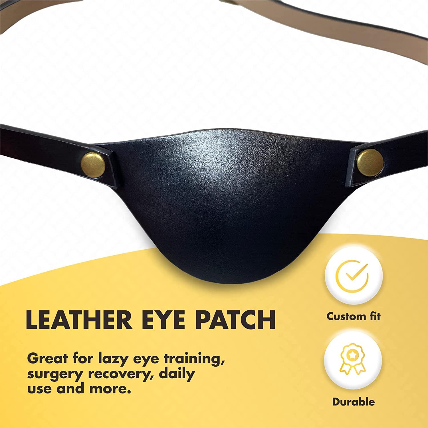 Eye Patches for Adults Right and Left Eyes Black Adult Leather Eyepatch for  Lazy Eye - Handmade Leather Eye Patch for Adults