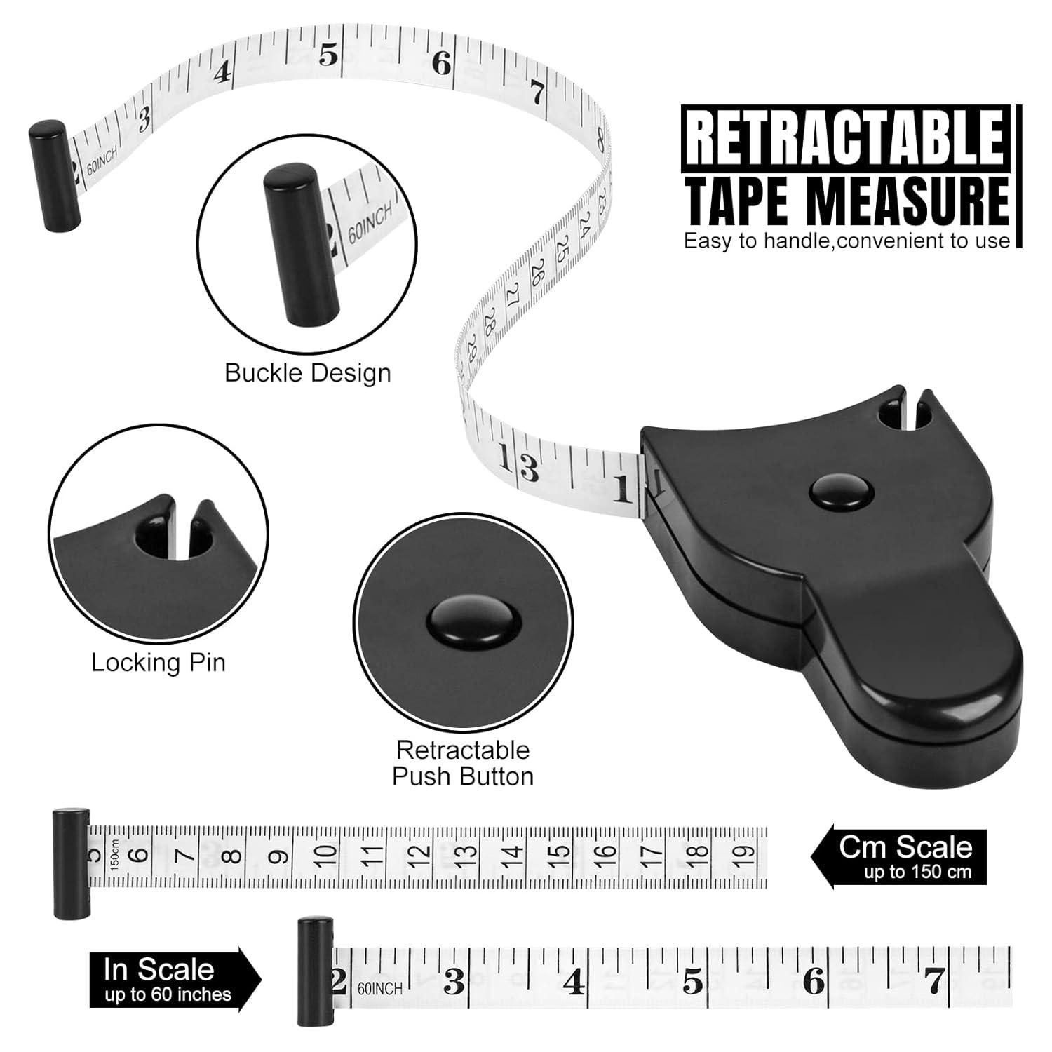 2Pcs Body Measuring Tape, Measures 60 Inch (150 Cm) with Lock Pin and Black  Push