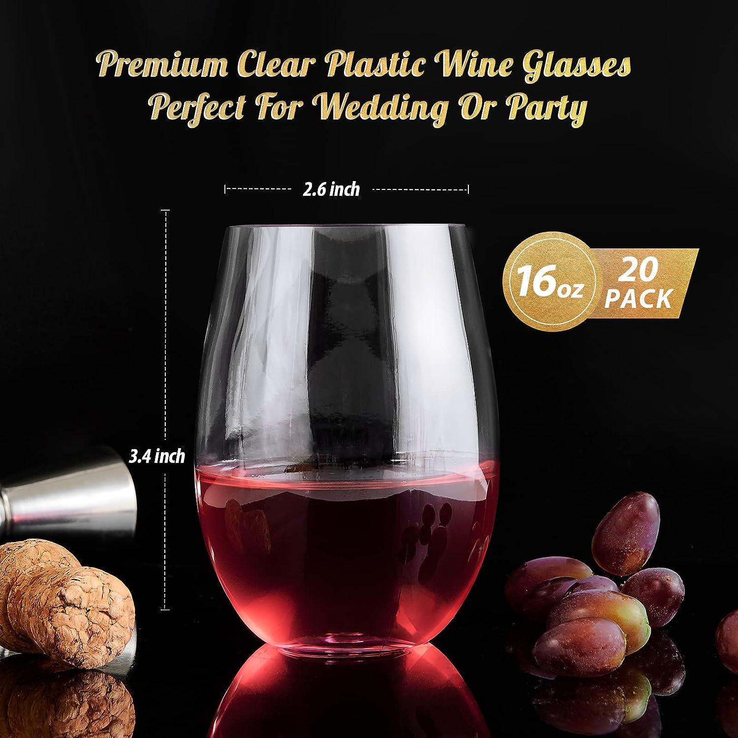 Focusline 20 Pack 16 Oz Plastic Wine Glasses | Heavy Duty Stemless Cups for  Wedding or Party - Disposable & Reusable Shatterproof Wine Glasses - Clear  Unbreakable | Buy Now with Express International Delivery | GoSupps.com