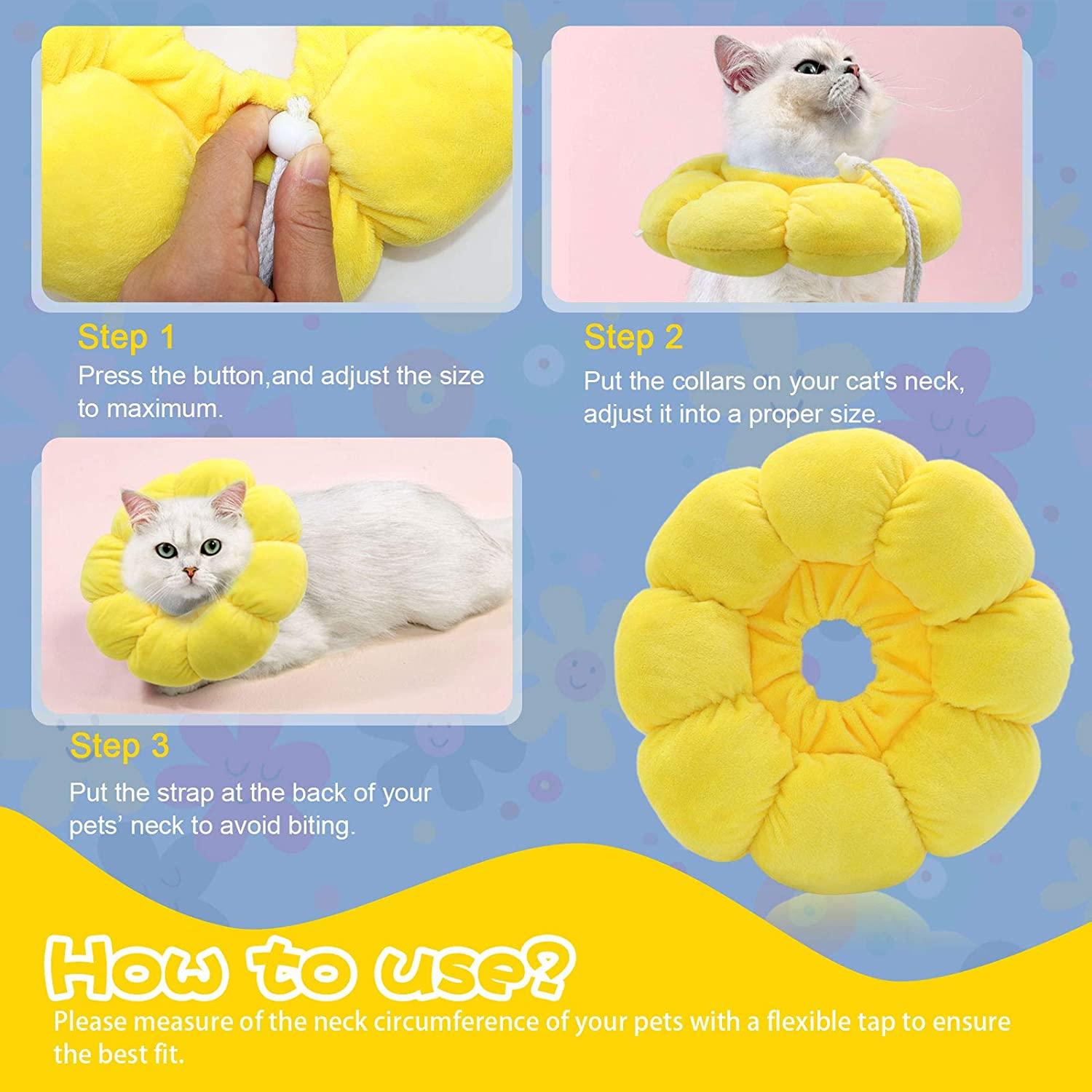 HYLYUN Cat Recovery Collar Cute Sun Flower Neck Cat Cones After