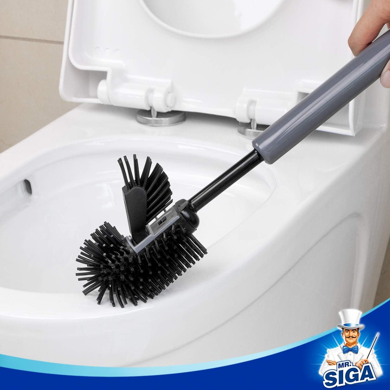  MR.SIGA Toilet Bowl Brush and Holder, Premium Quality, with  Solid Handle and Durable Bristles for Bathroom Cleaning, White, 1 Pack :  Home & Kitchen