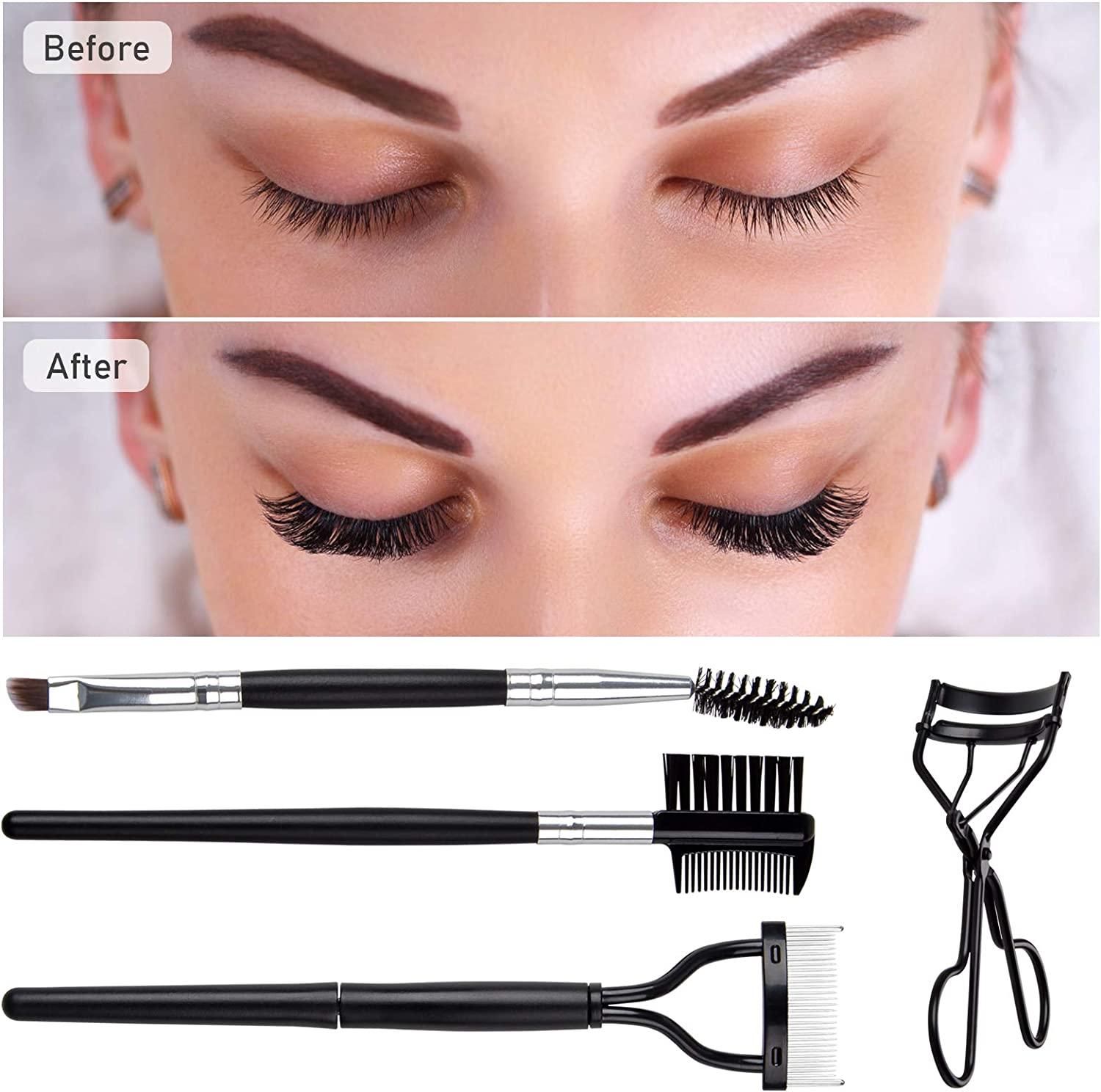 EBANKU Eyelash & Eyebrow Comb Brush Set Professional Makeup Grooming