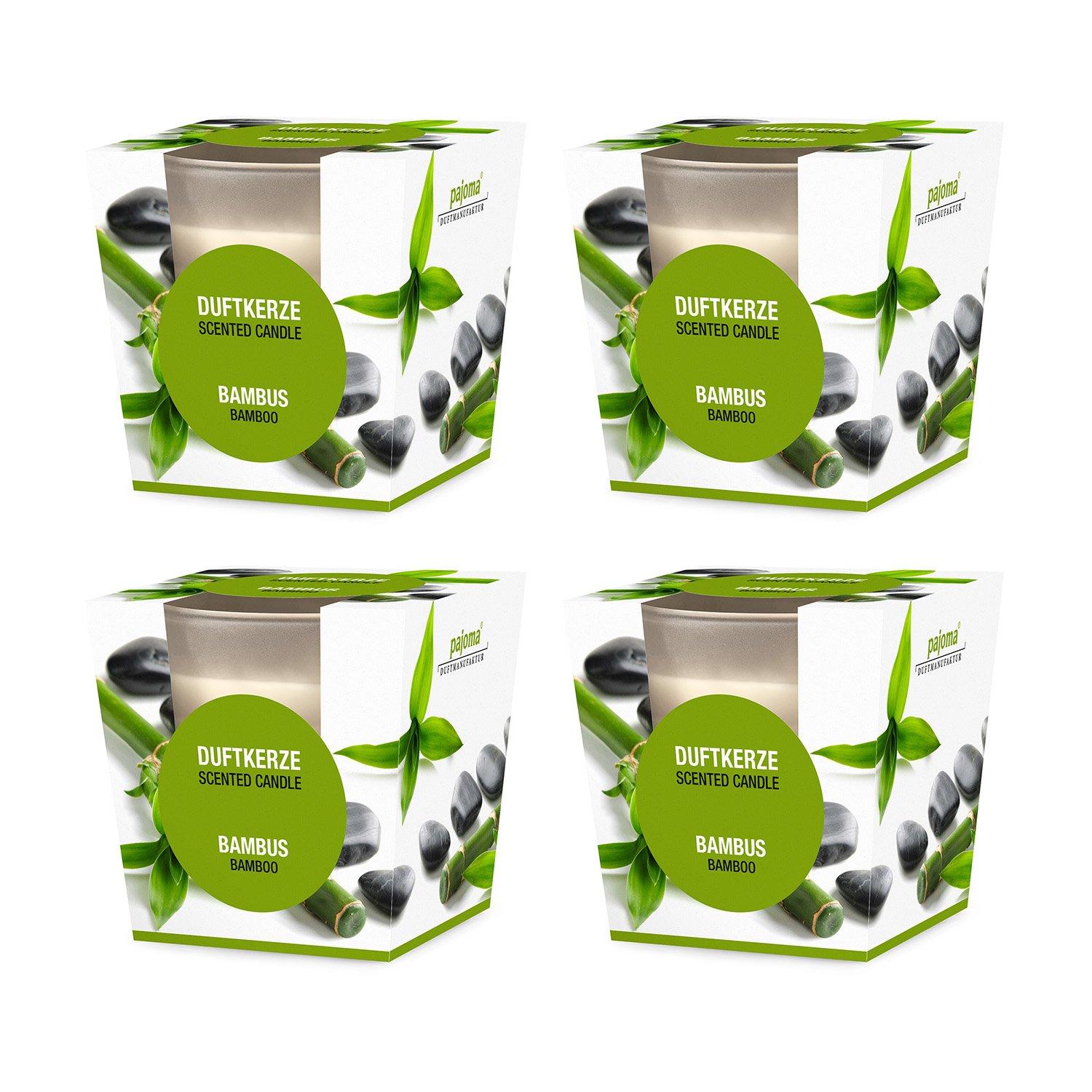 pajoma® Set di 4 candele profumate, arancione – in vetro satinato, 4 x 120 g, durata della cera: 25 ore, in elegante confezione regalo | qualità premium