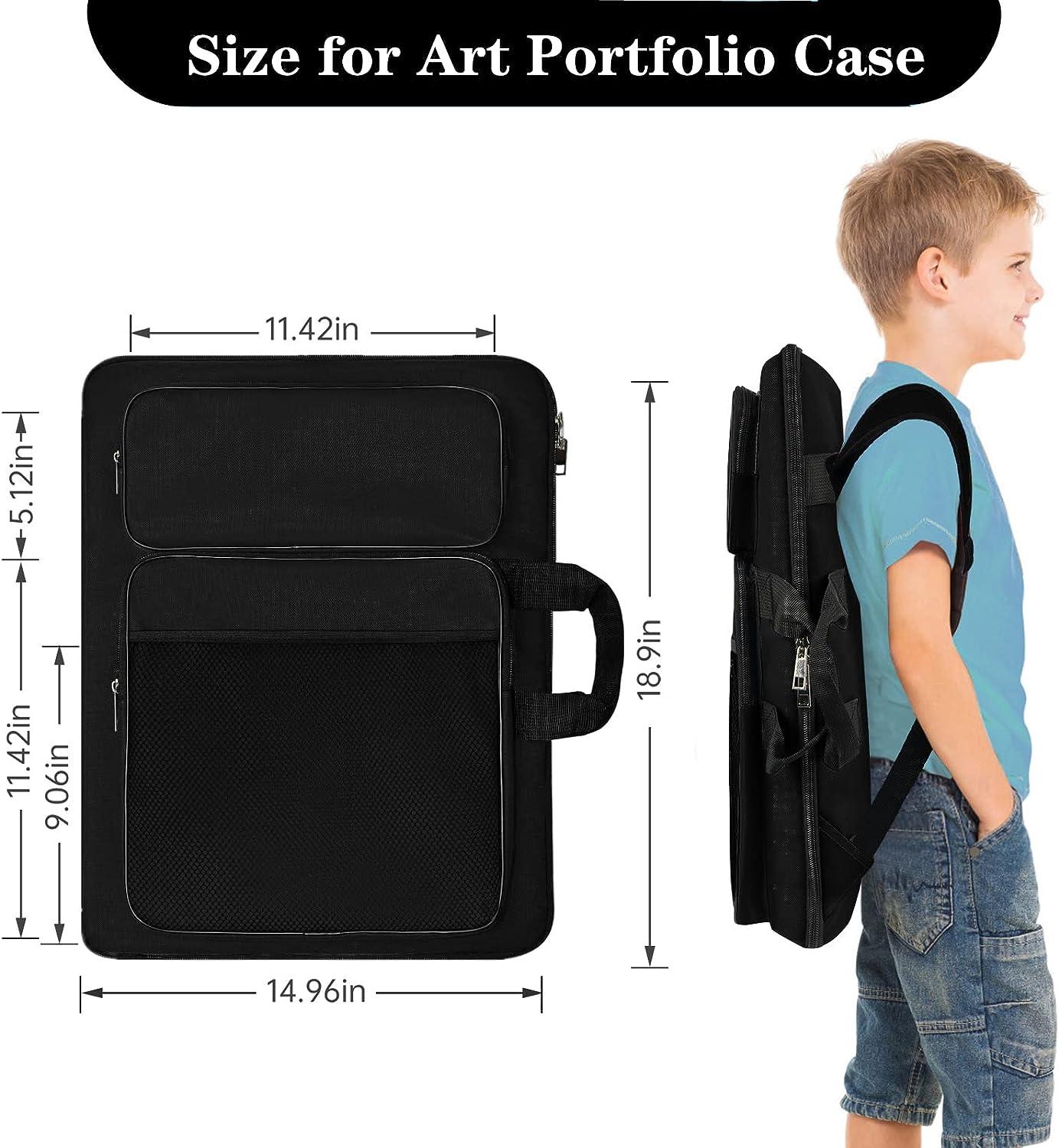 Art Portfolio Case,Art Portfolio Bags Carry Case Art Supplies Tote,  Backpack Bag with Pockets Handle Organizer,Student Carrying Storage Bag  Artwork Poster Board,Project Drawing Blue 