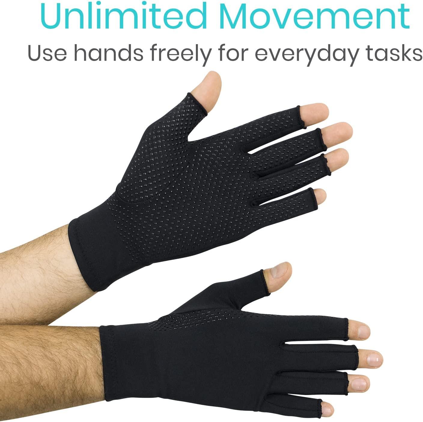 Vive Copper Arthritis Gloves Black Fingerless (X Small) Pain Relief