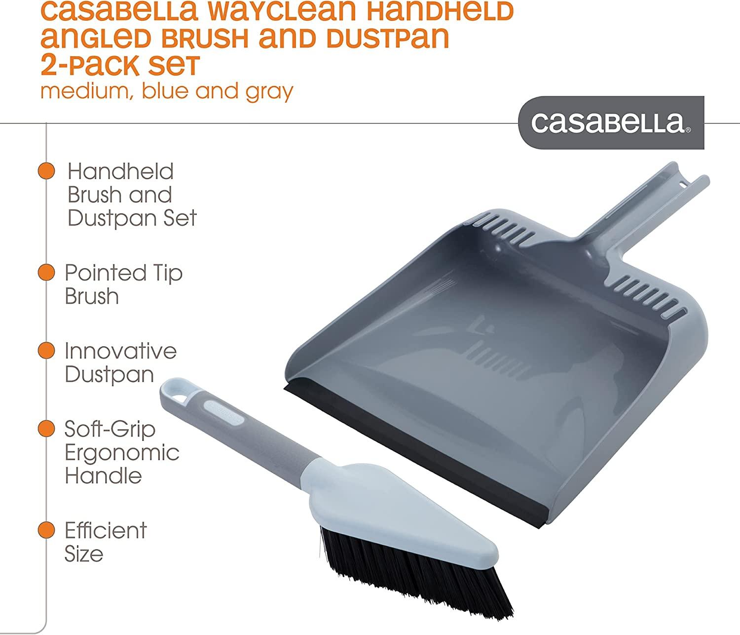 Casabella Wayclean Handheld Angled Dustpan and Brush Set Medium Gray