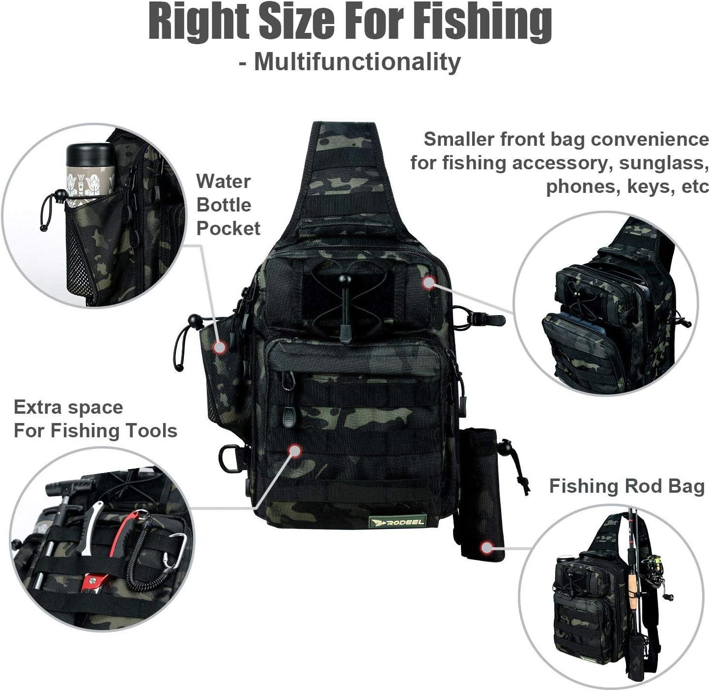 Fishing Tackle Backpack 2 Fishing Rod Holders, Large Storage, Backpack for  Trout Fishing Outdoor Sports Camping Hiking (Black Pack with 4 Trays)
