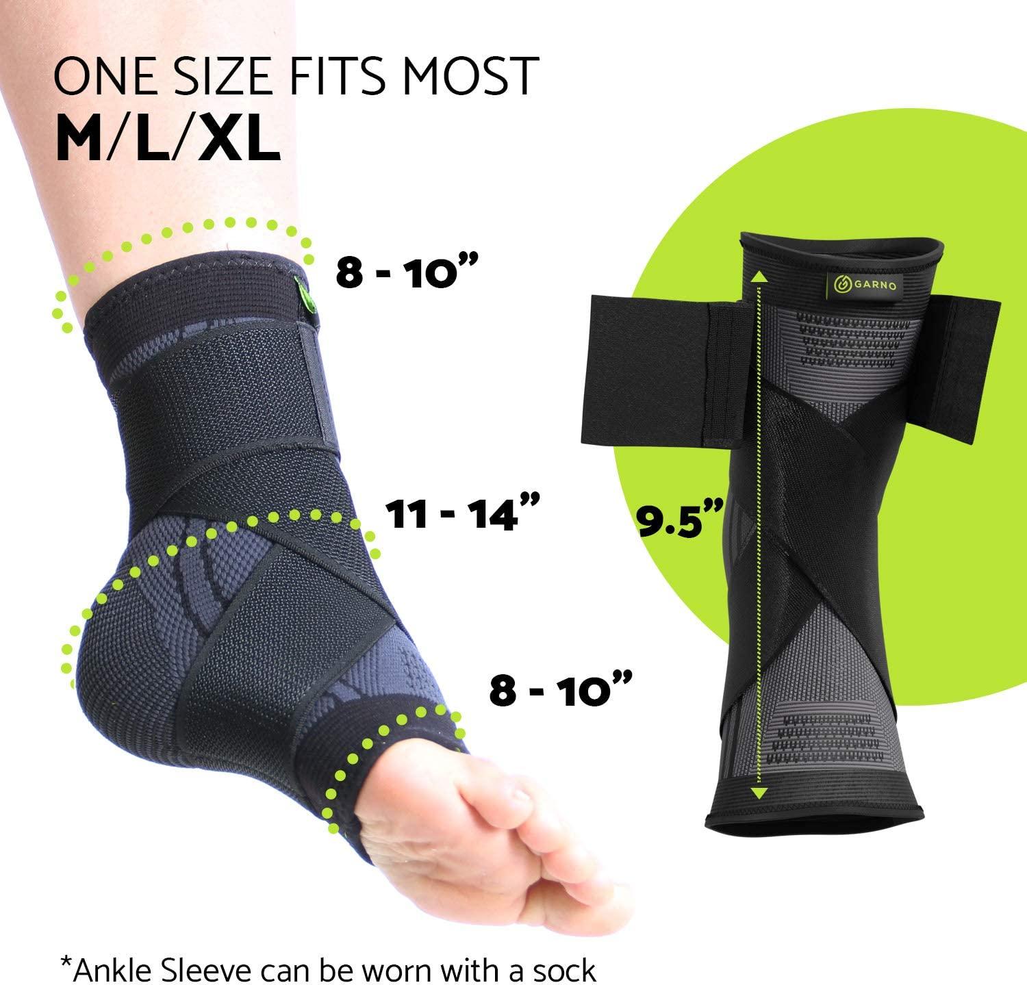 GARNO Ankle Brace Compression Sleeve with Adjustable Straps, Arch