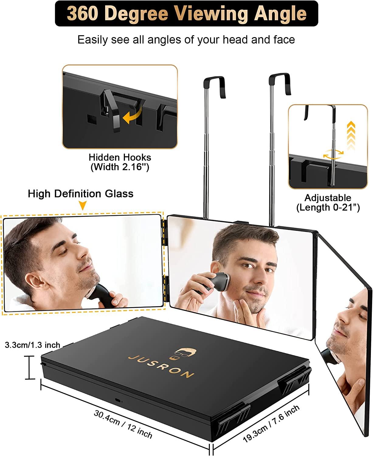 3 Way Mirror for Self Hair Cutting 360 Trifold Barber Mirrors 3