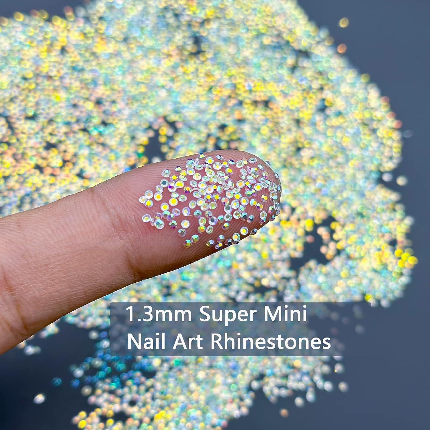 HINABTRU 10000 Pixie Nail Crystals Rhinestones Micro Glass