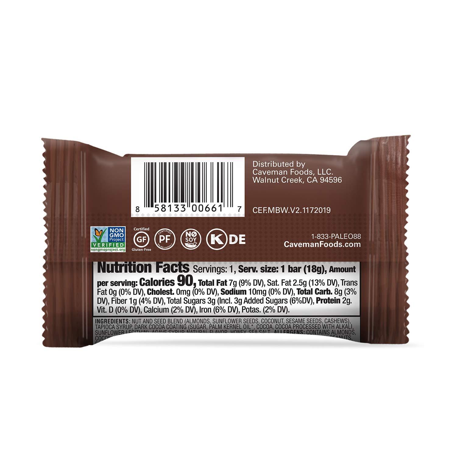 Caveman Foods Dark Chocolate Almond Coconut Mini Snack Bars, 30 Count