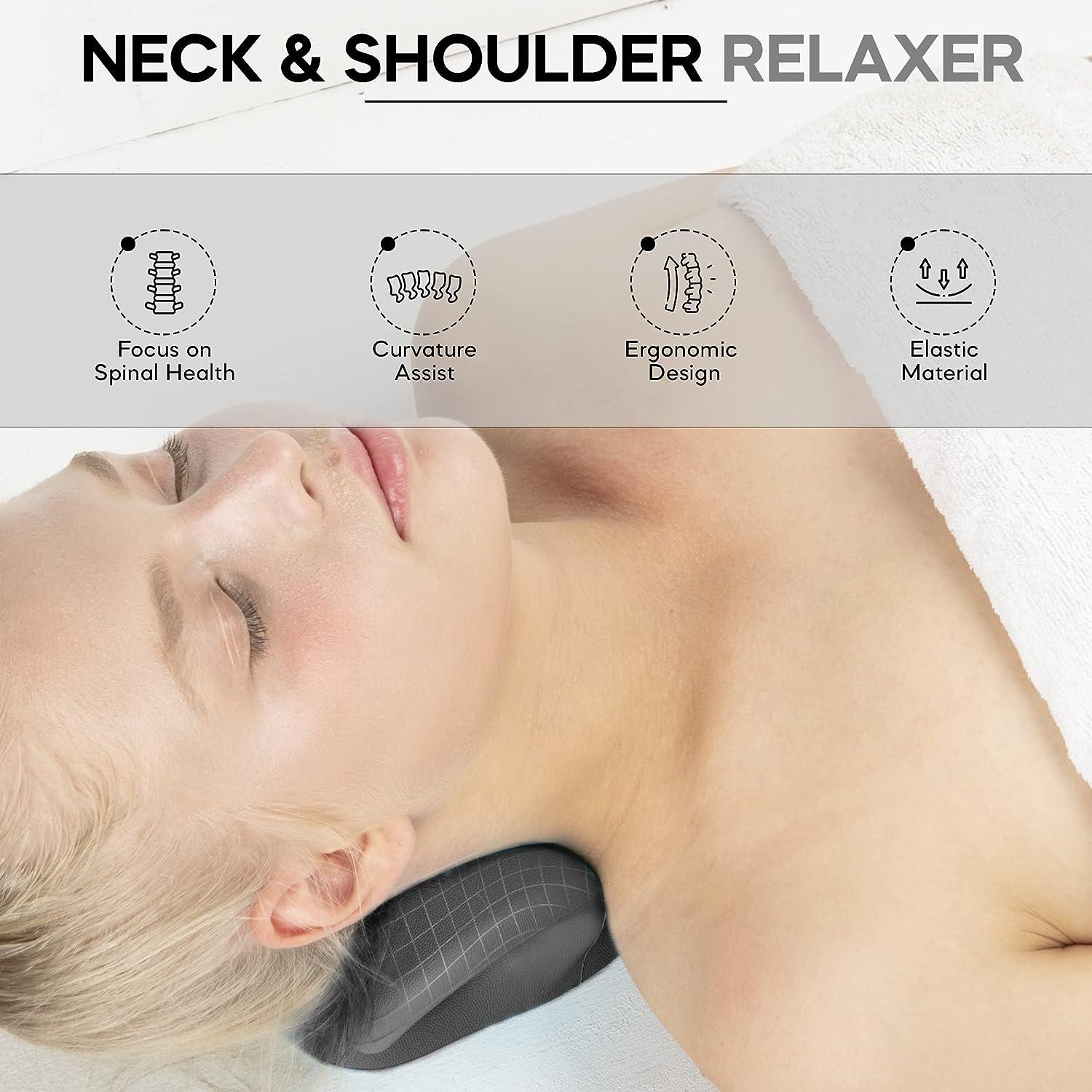FSA HSA Eligible iBYWM Neck and Shoulder Relaxer with Posture Corrector  Back Brace Neck Stretcher Cervical Traction Device for Spine Alignment  Upper Back Support Adjustable Straightener (Black)