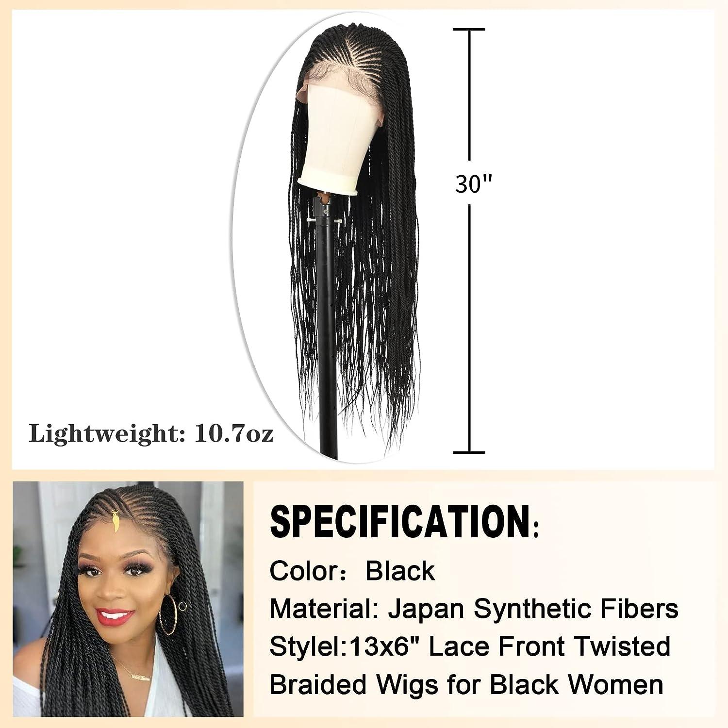 Brinbea 13X5 Lace Front Box Braided Wigs for Women 24 Black Braid Wigs with  Baby Hair Premium Synthetic Lace Frontal Cornrow Braided Hair Wigs