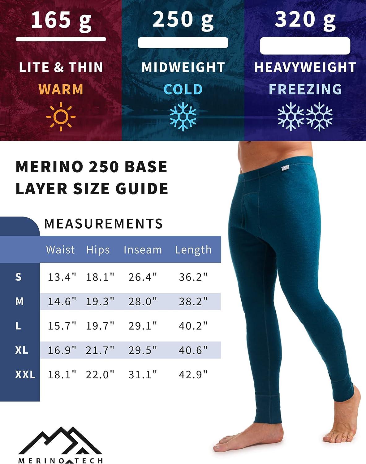 Merinotech Merino Wool Base Layer Mens Set - Midweight Merino Wool Thermal  Underwear For Men Top, Bottom